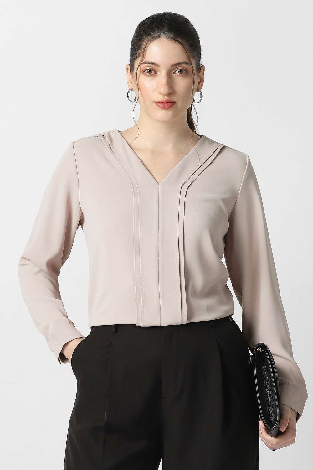 Solid-Polyester-Women-s-Top