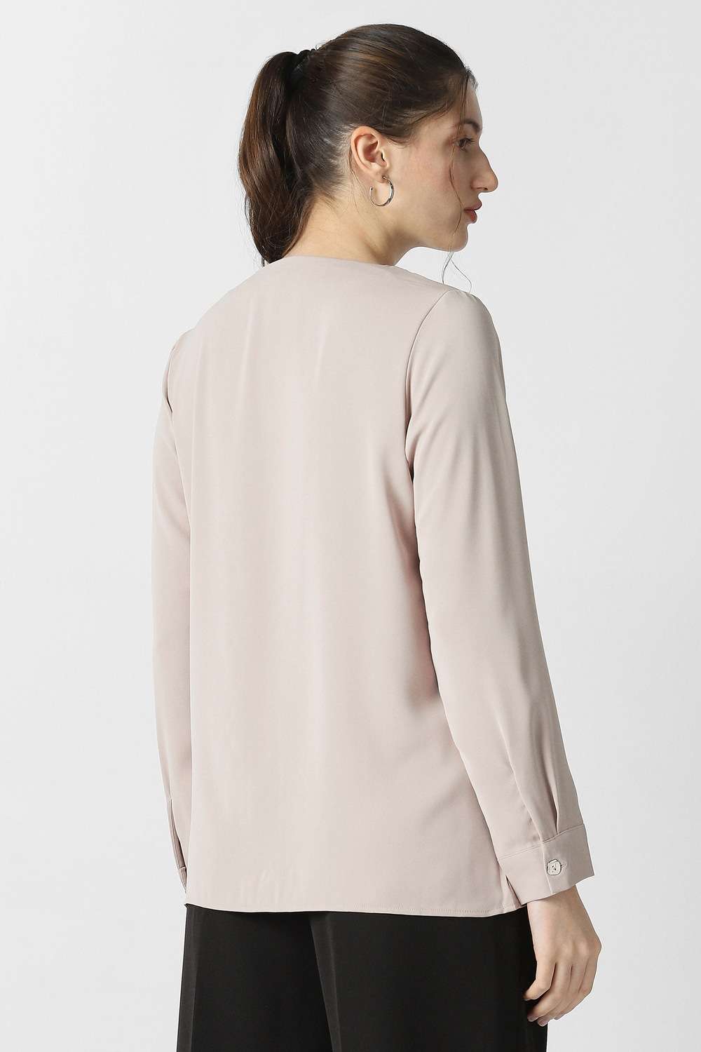 Solid-Polyester-Women-s-Top