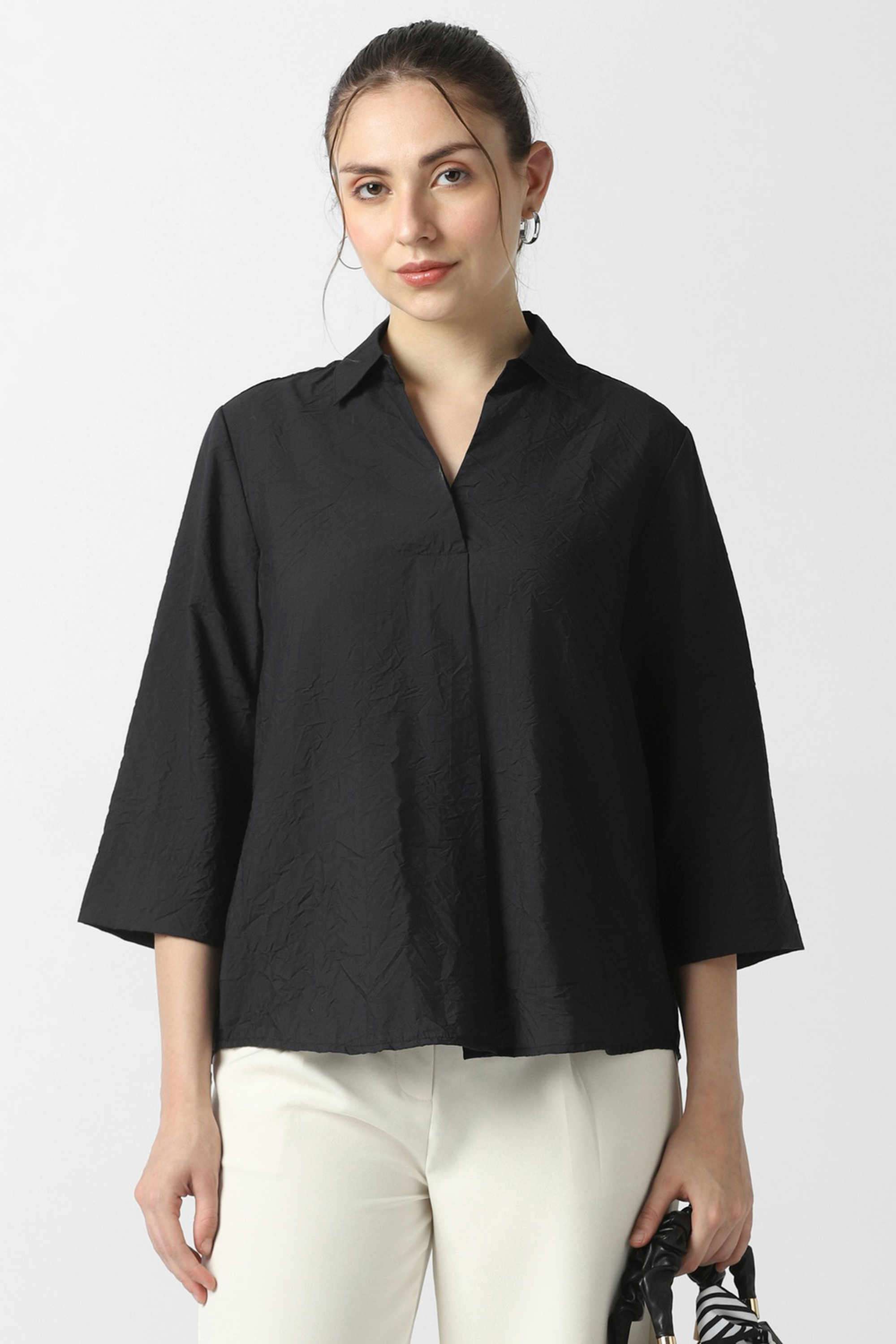 van heusen Solid Blended Fabric Collared Women's Top-picture-22