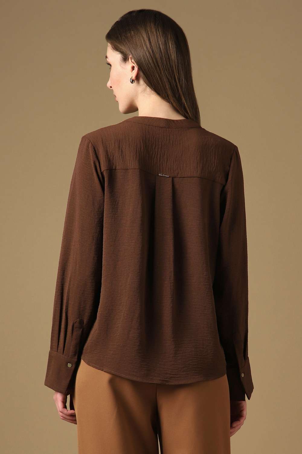 Solid-Polyester-Women-s-Top