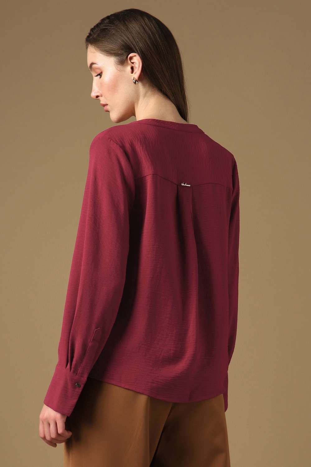 Solid-Polyester-Women-s-Top