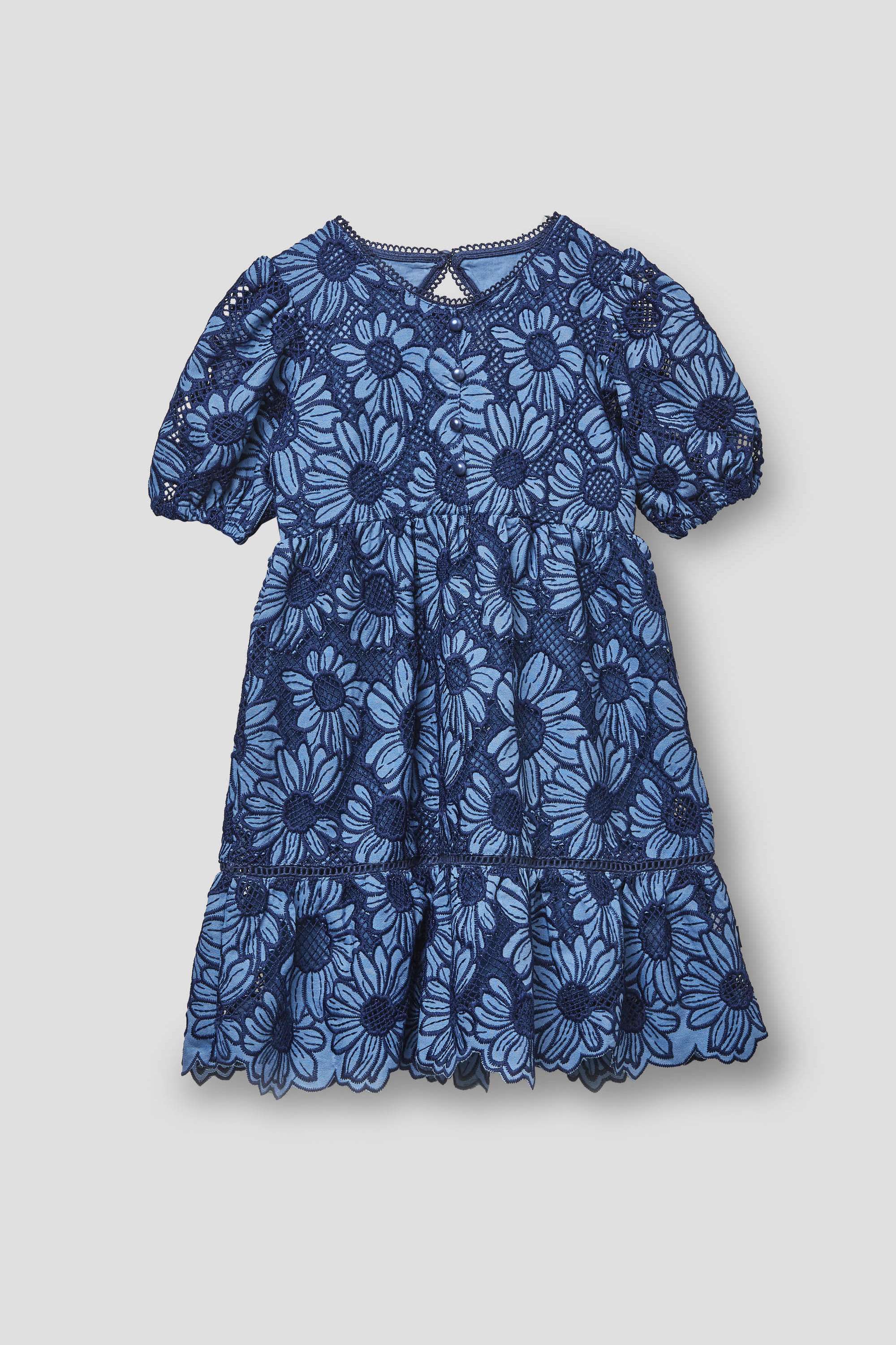 Schiffli-Polyester-Round-Neck-Girls-Casual-Wear-Dress