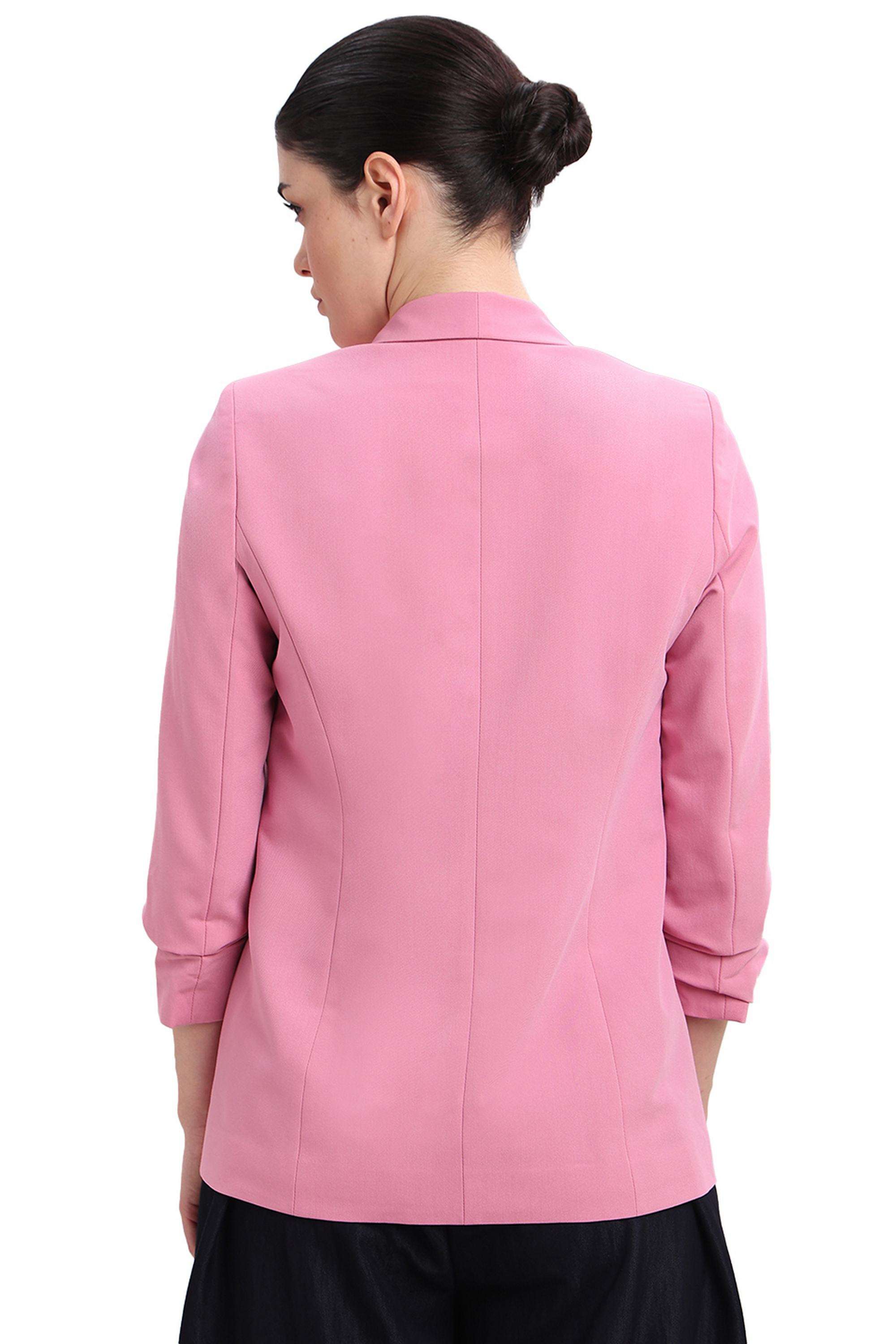 Solid-Polyester-V-Neck-Women-s-Blazer