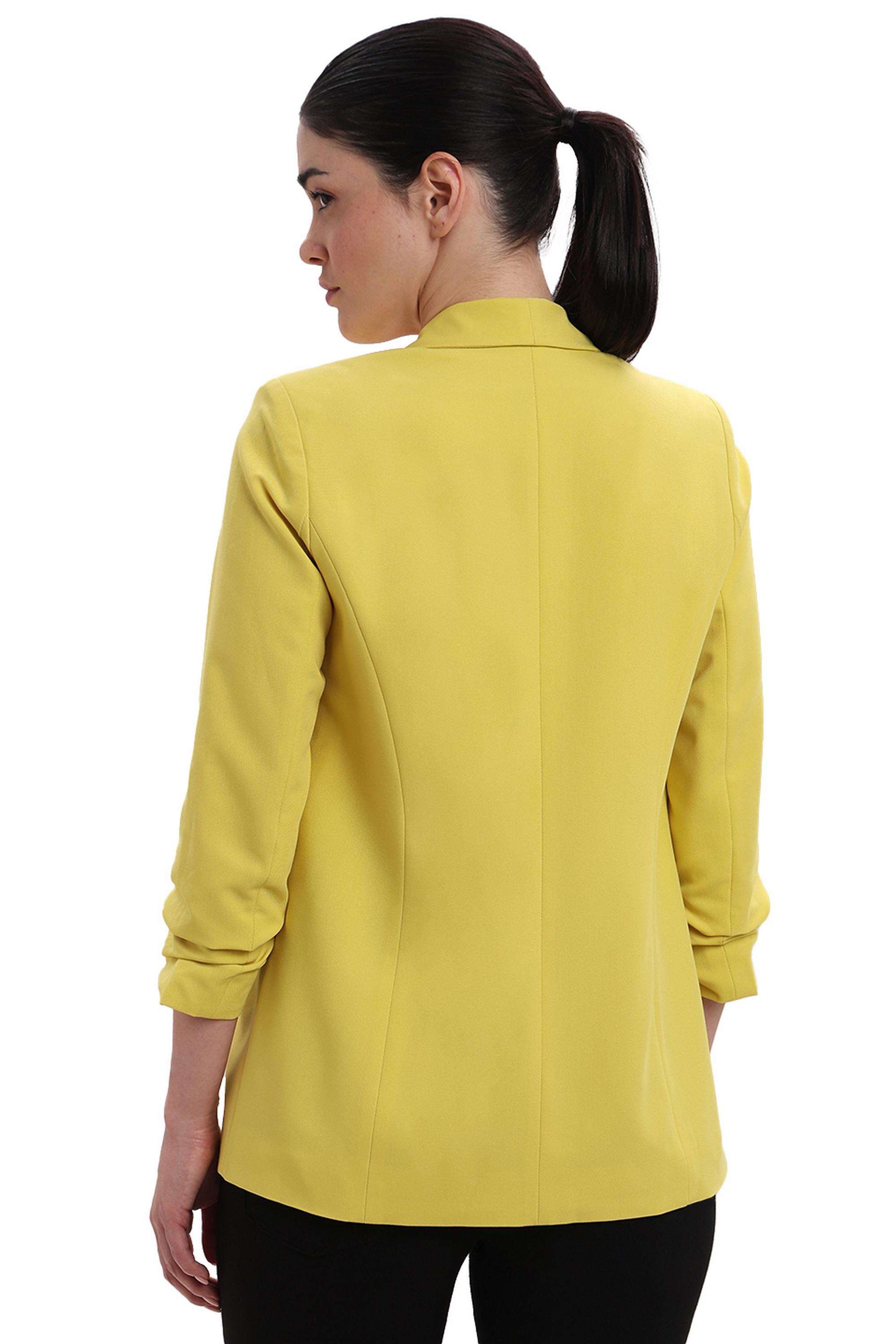 Solid-Polyester-V-Neck-Women-s-Blazer