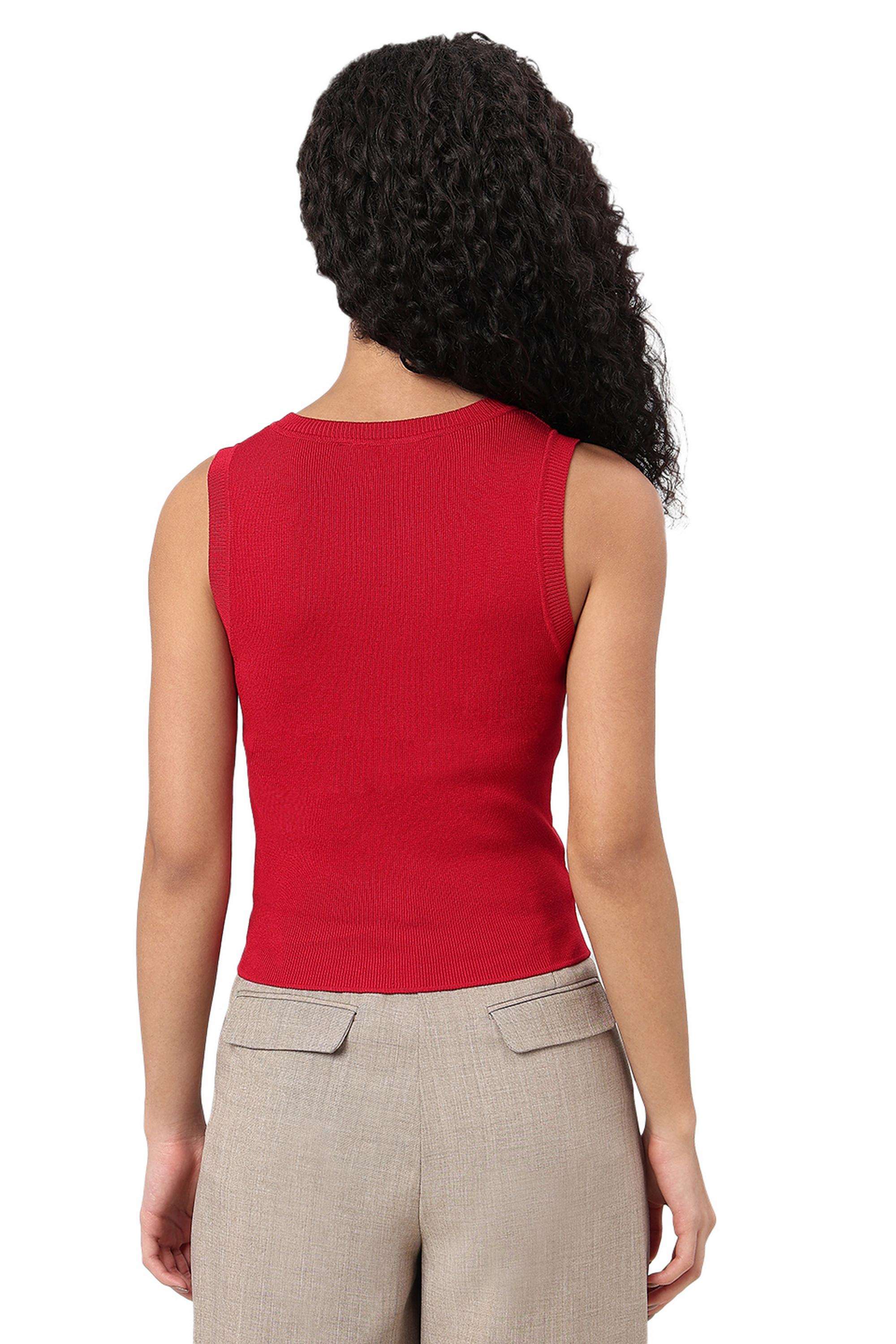 Solid-Viscose-Round-Neck-Women-s-Top