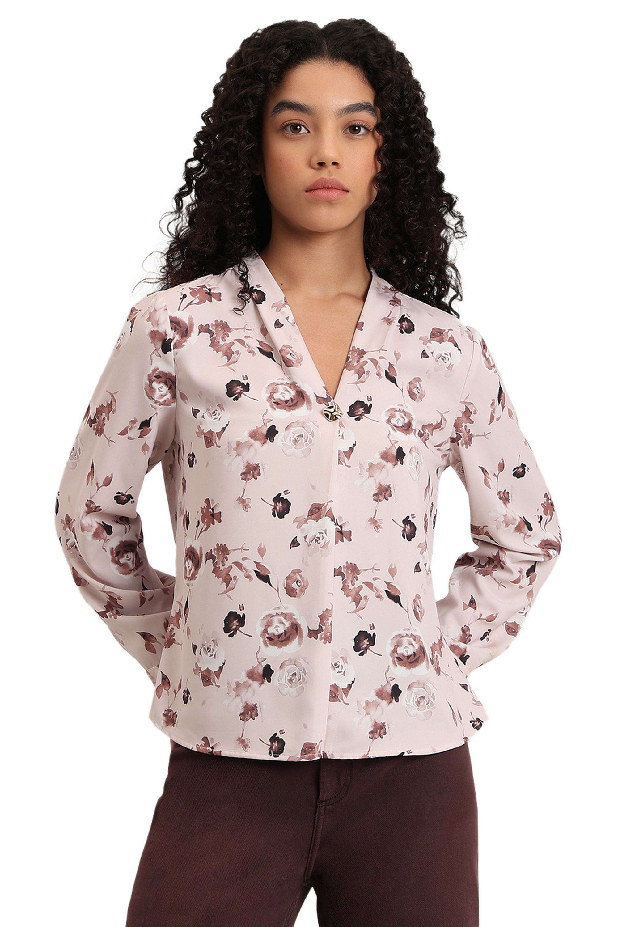 Solid-Polyester-Women-s-Top
