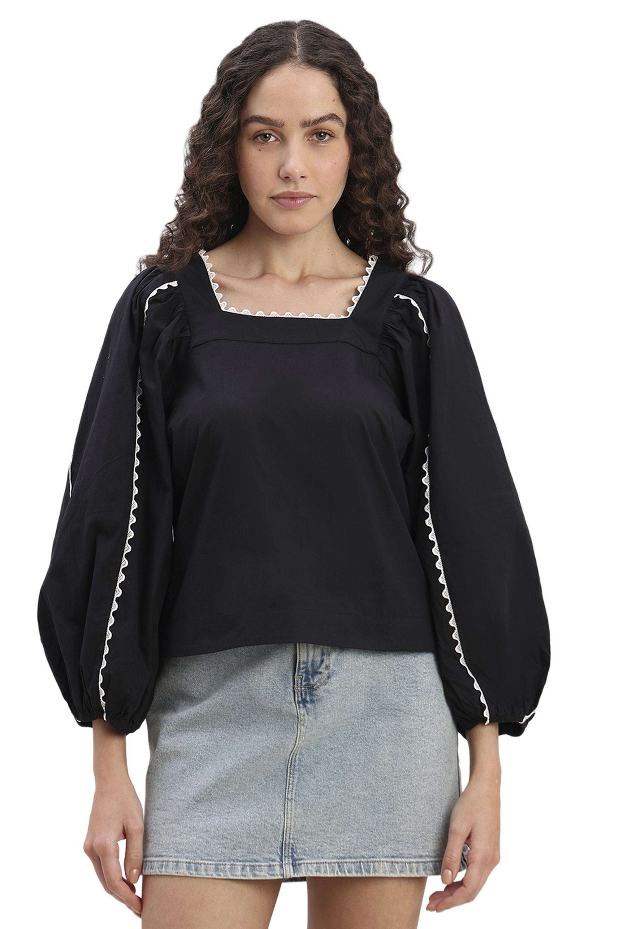 Solid-Cotton-Women-s-Top