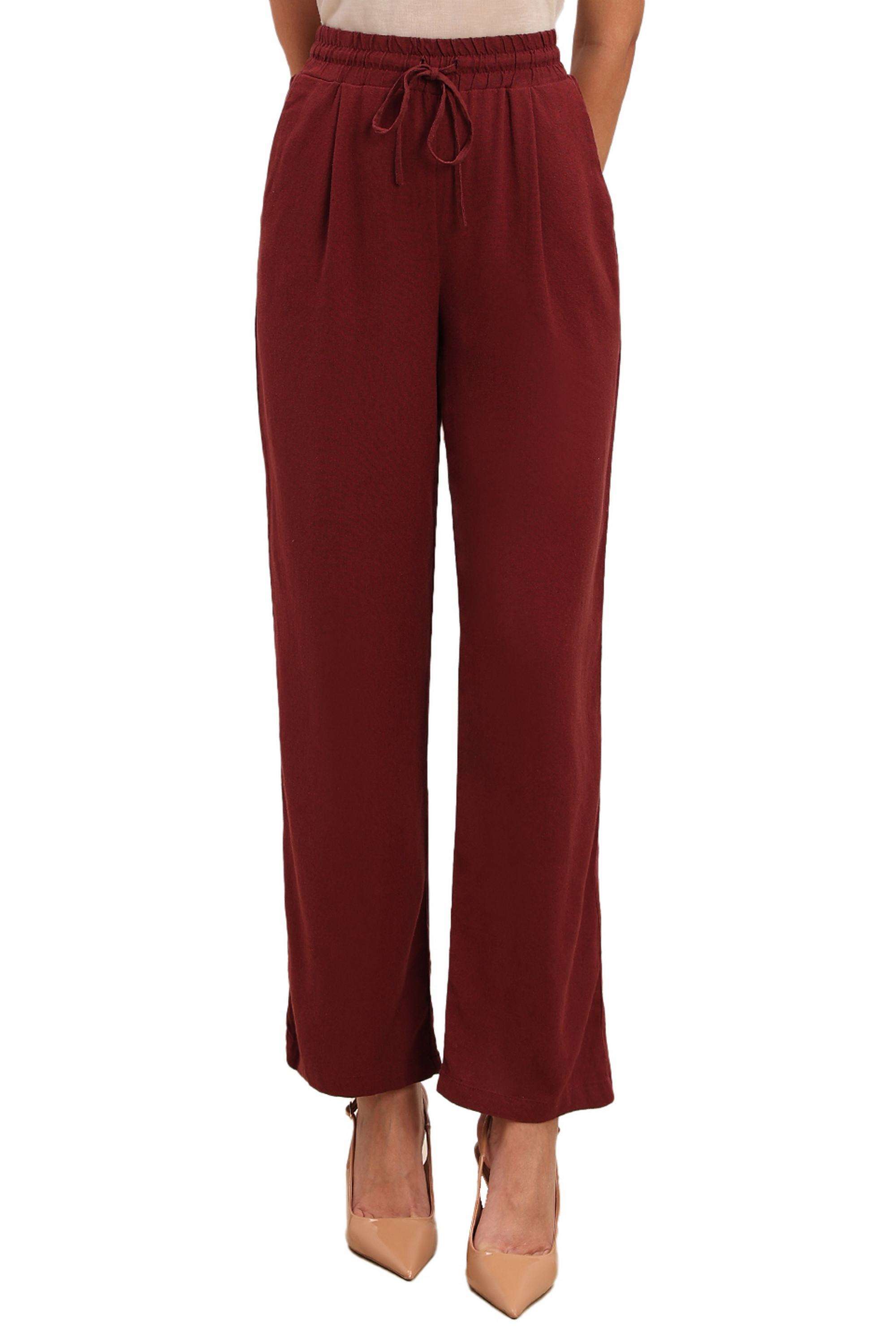 Mid-Rise-Viscose-Regular-Fit-Women-s-Pants