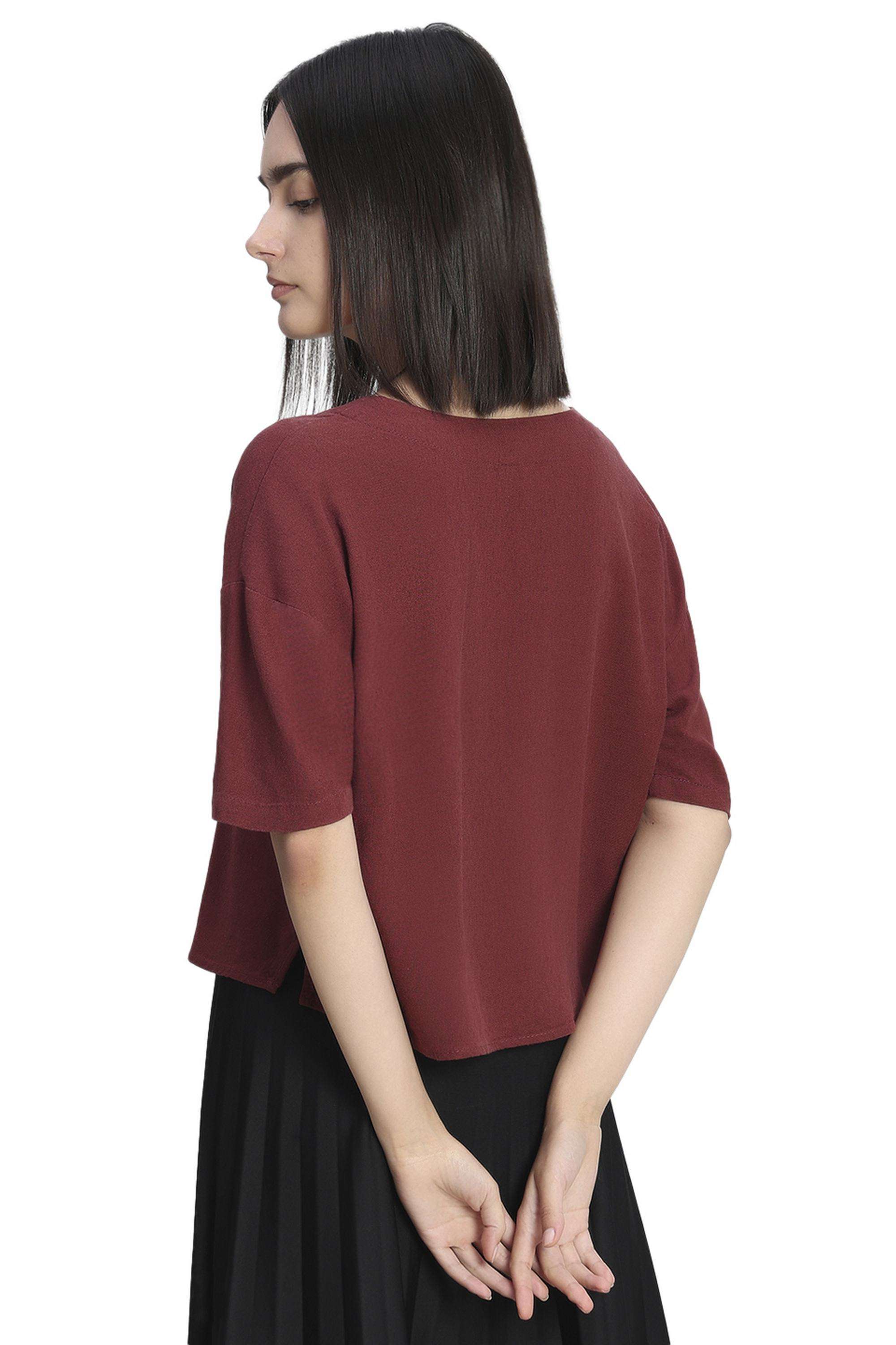 Printed-Viscose-V-Neck-Women-s-Shirt