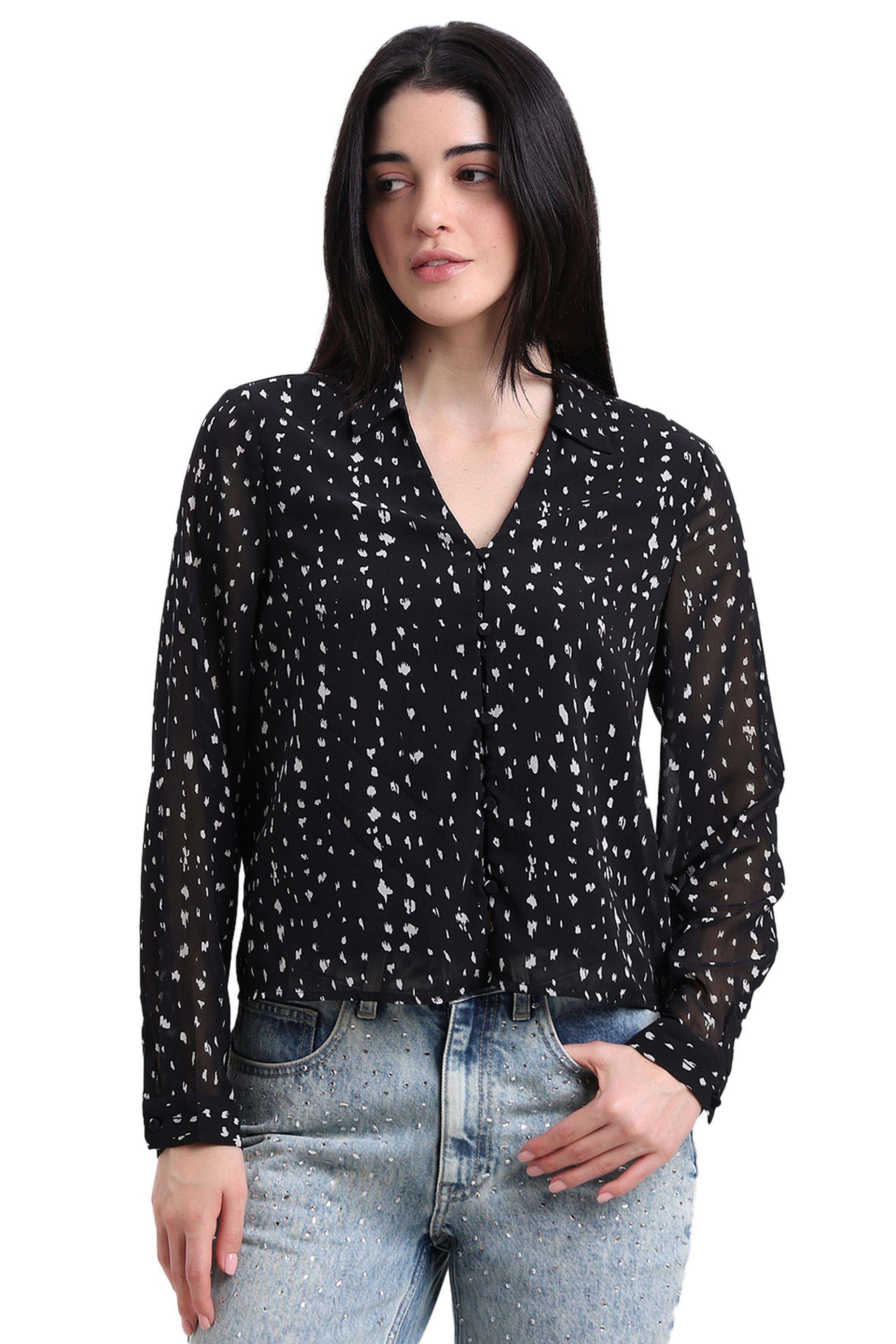 Solid-Blended-Fabric-Women-s-Casual-Wear-Shirt