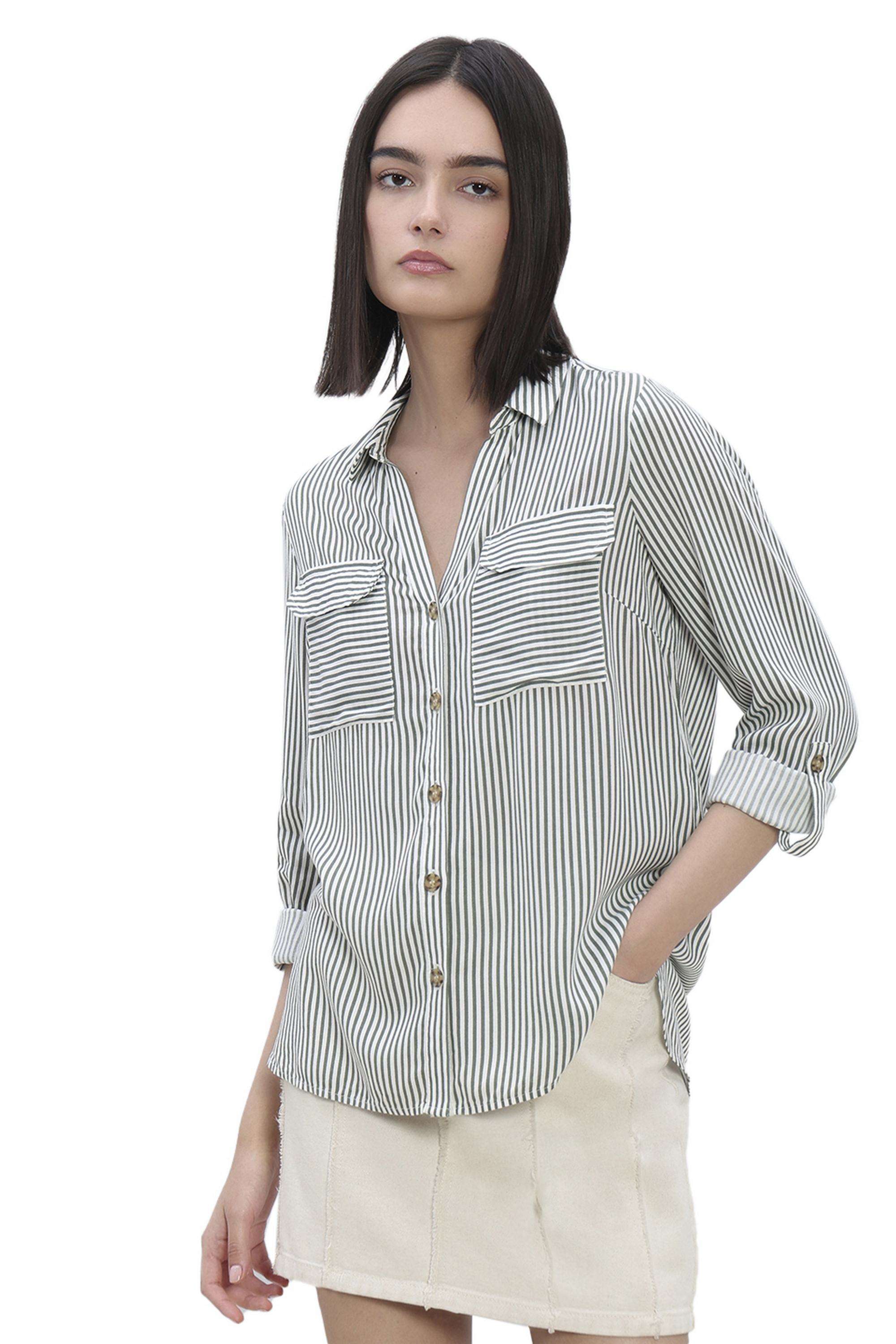 Printed-Viscose-V-Neck-Women-s-Shirt