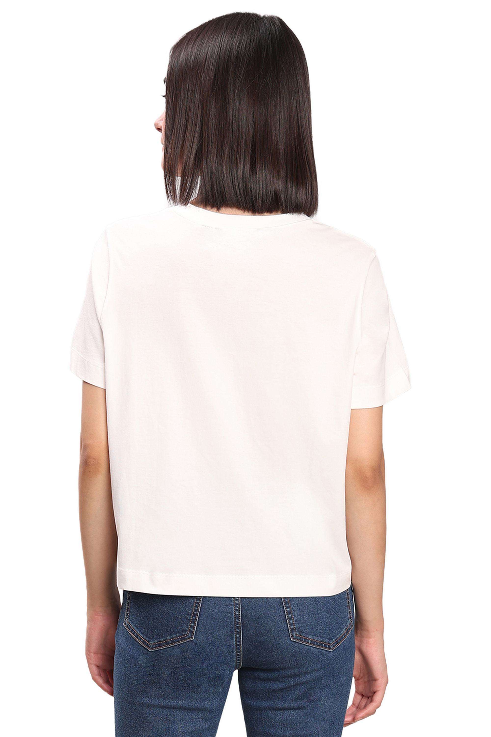 Solid-Blended-Fabric-Women-s-T-Shirt