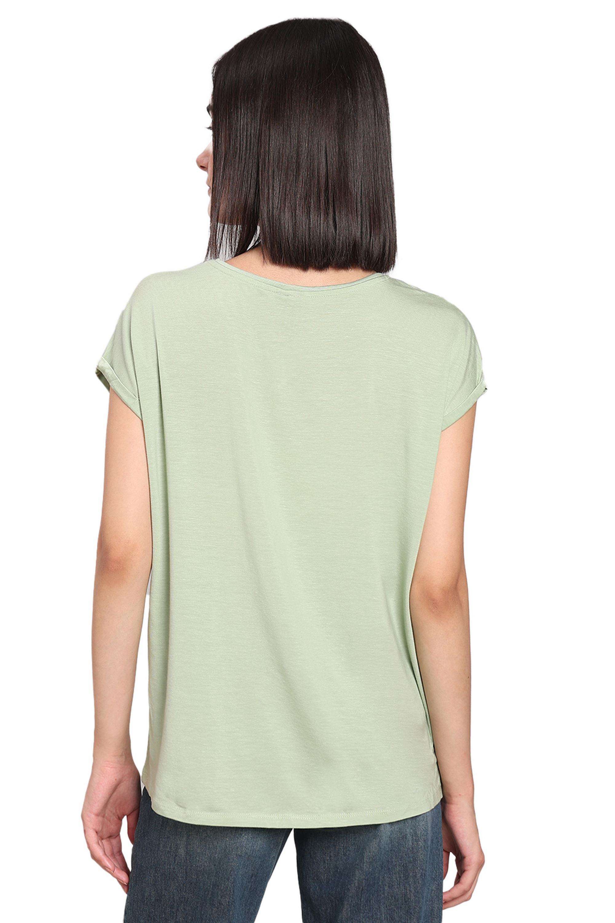Solid-Blended-Fabric-Women-s-T-Shirt