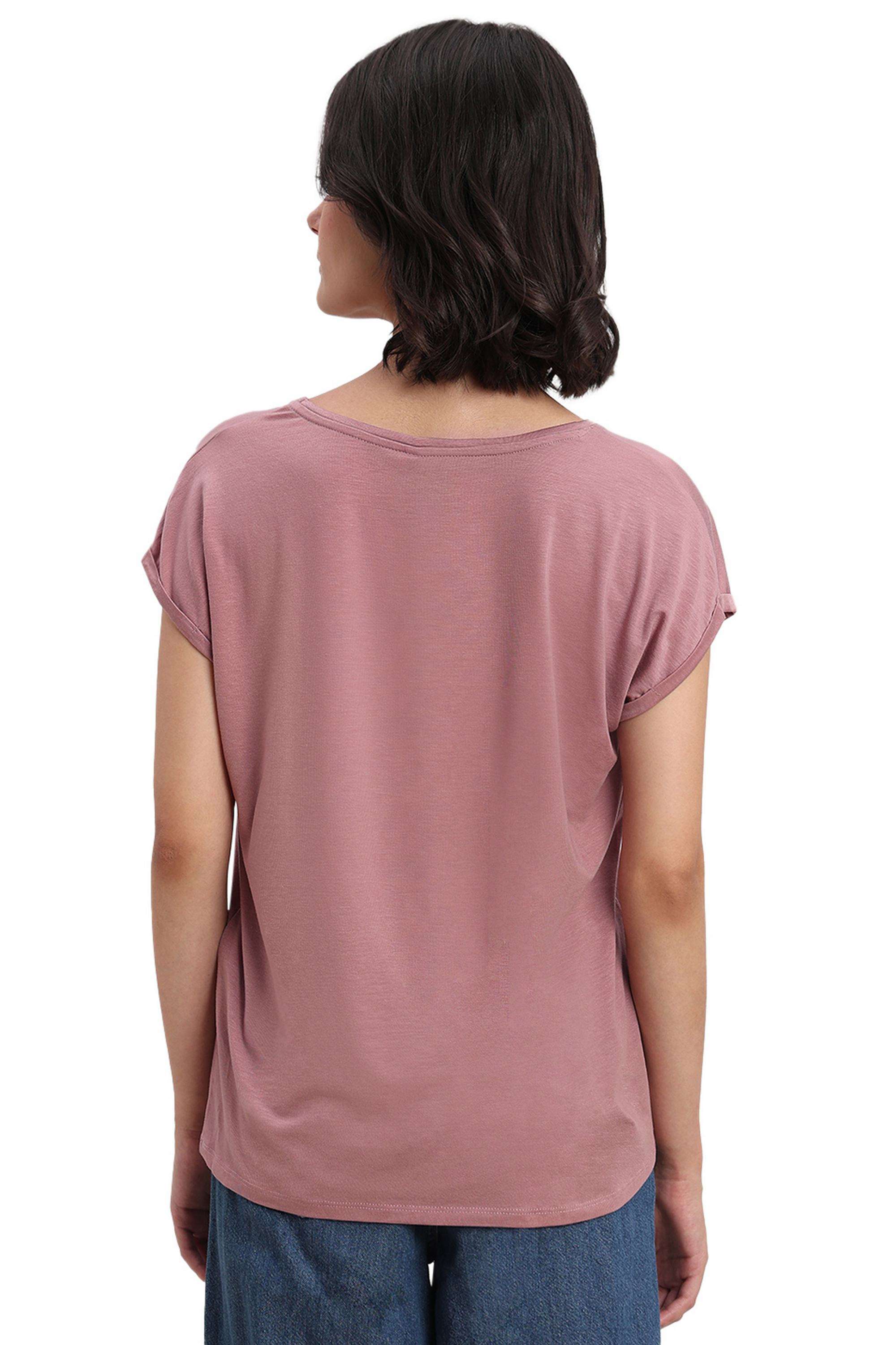 Solid-Blended-Fabric-Women-s-T-Shirt