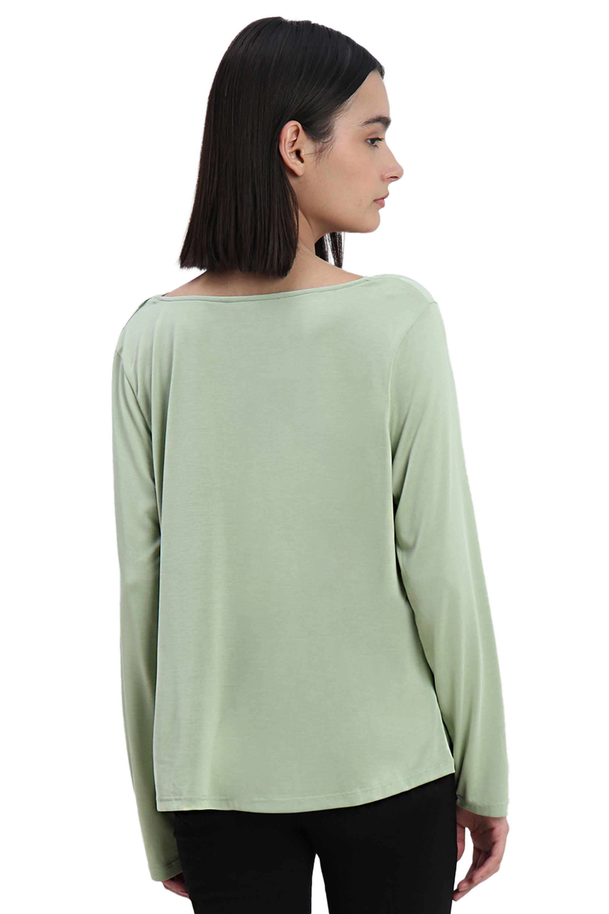 Solid-Viscose-V-Neck-Women-s-Top