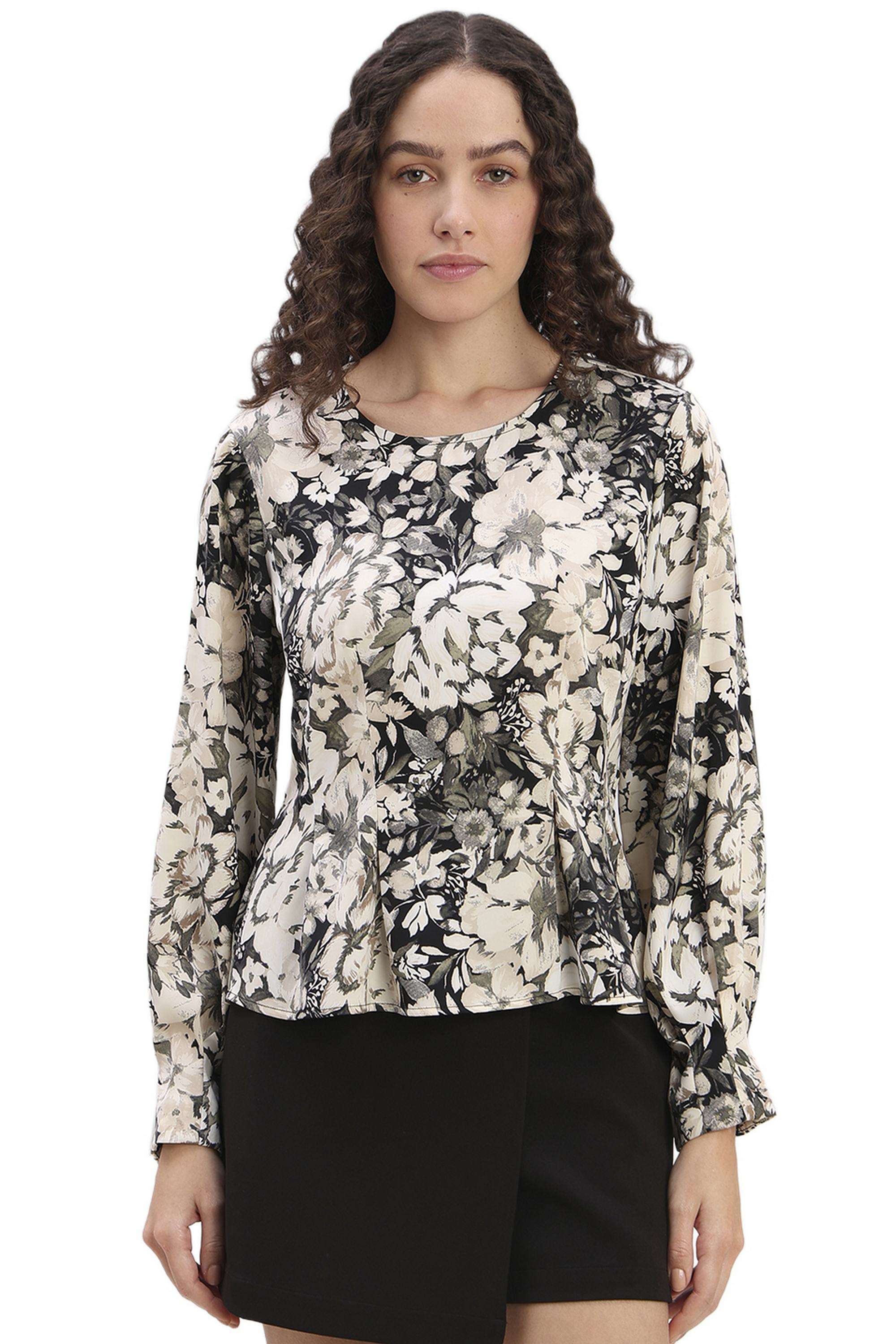 Printed-Polyester-Round-Neck-Women-s-Top