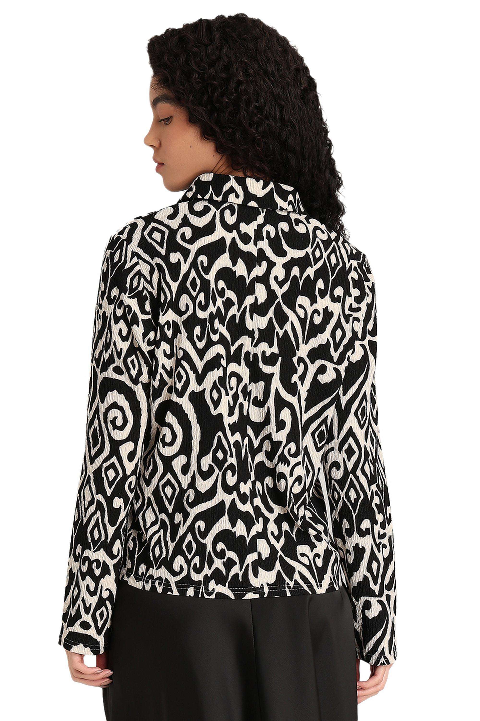 Printed-Polyester-V-Neck-Women-s-Shirt