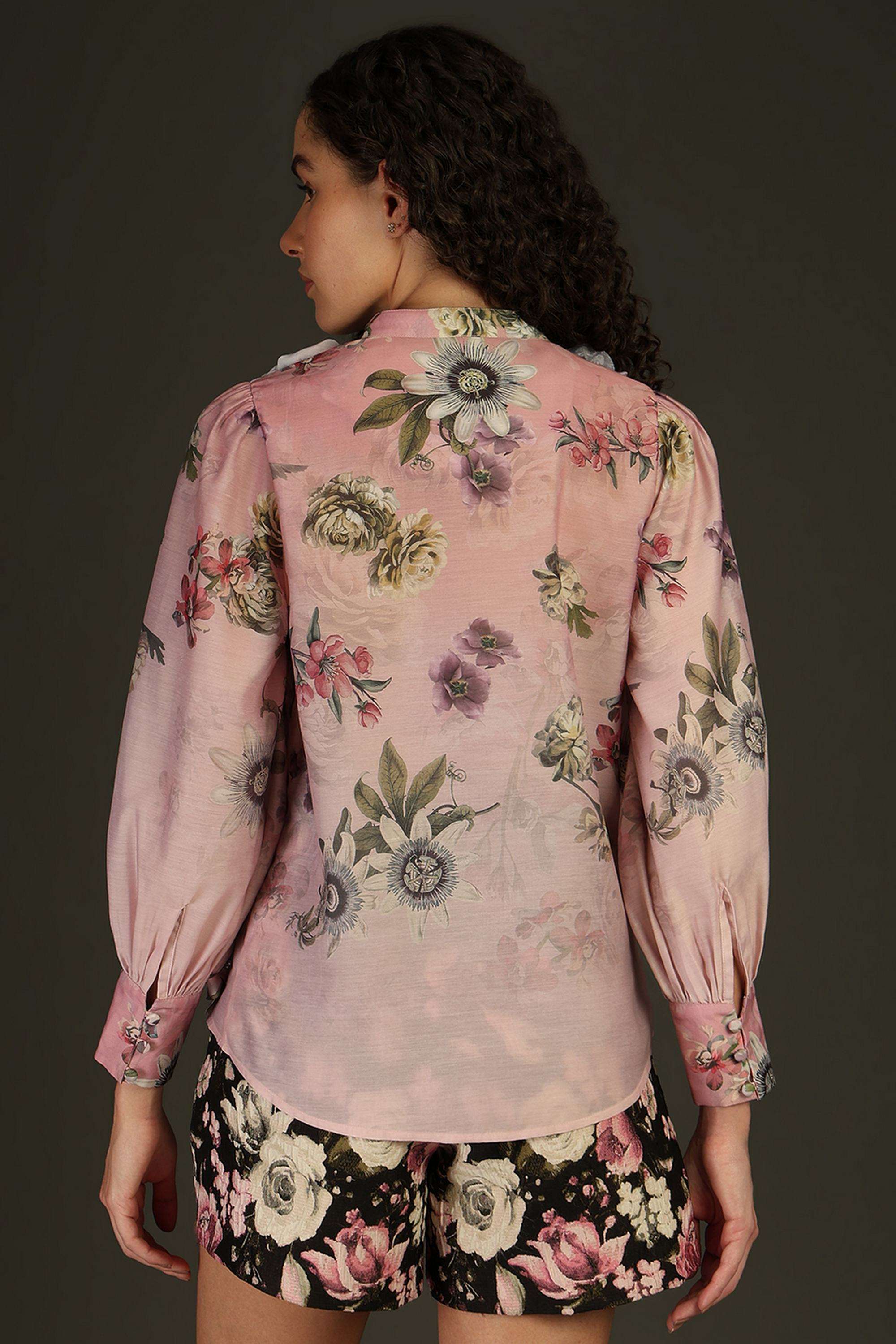 Printed-Viscose-V-Neck-Women-s-Shirt