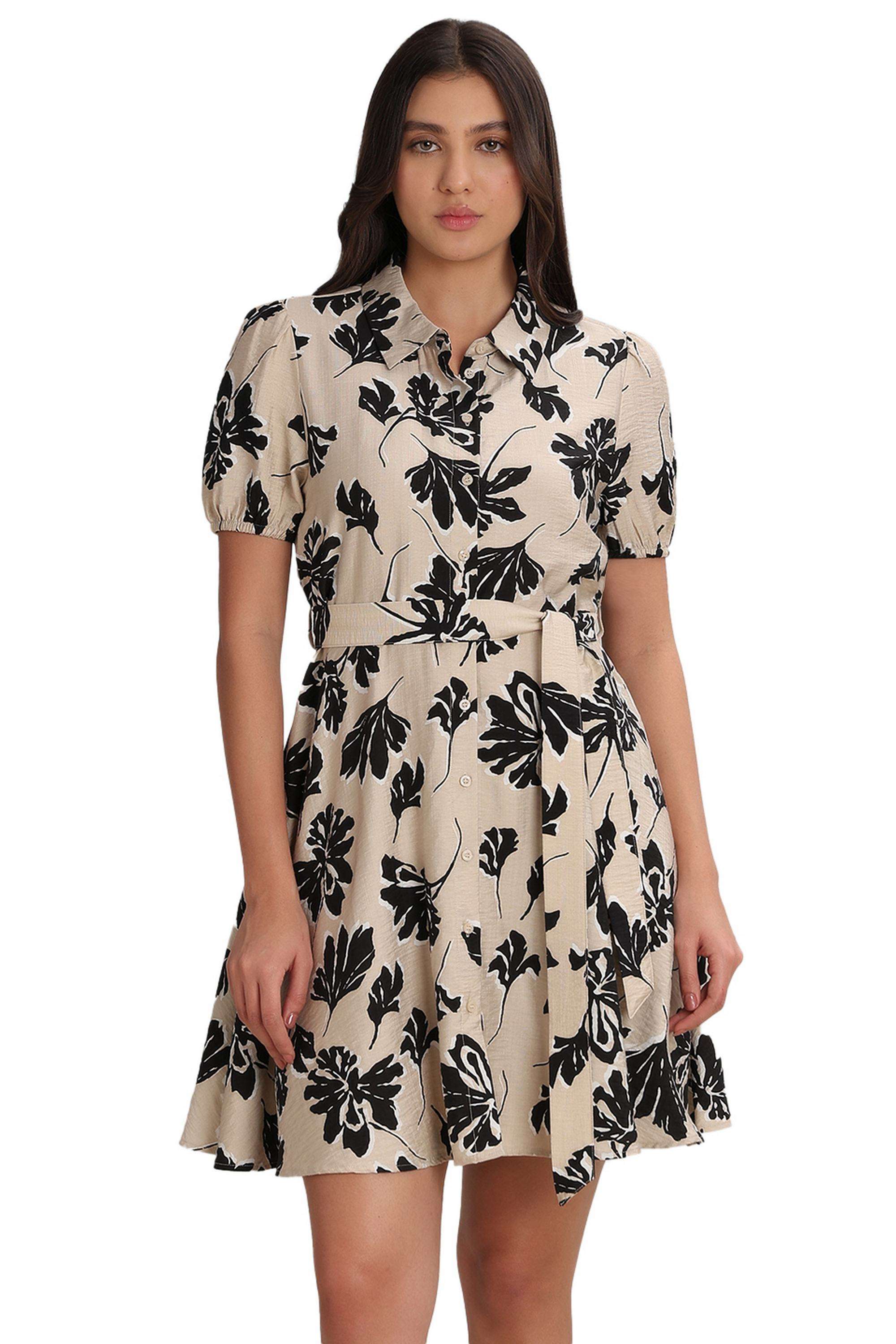 Printed-V-Neck-Viscose-Women-Dress