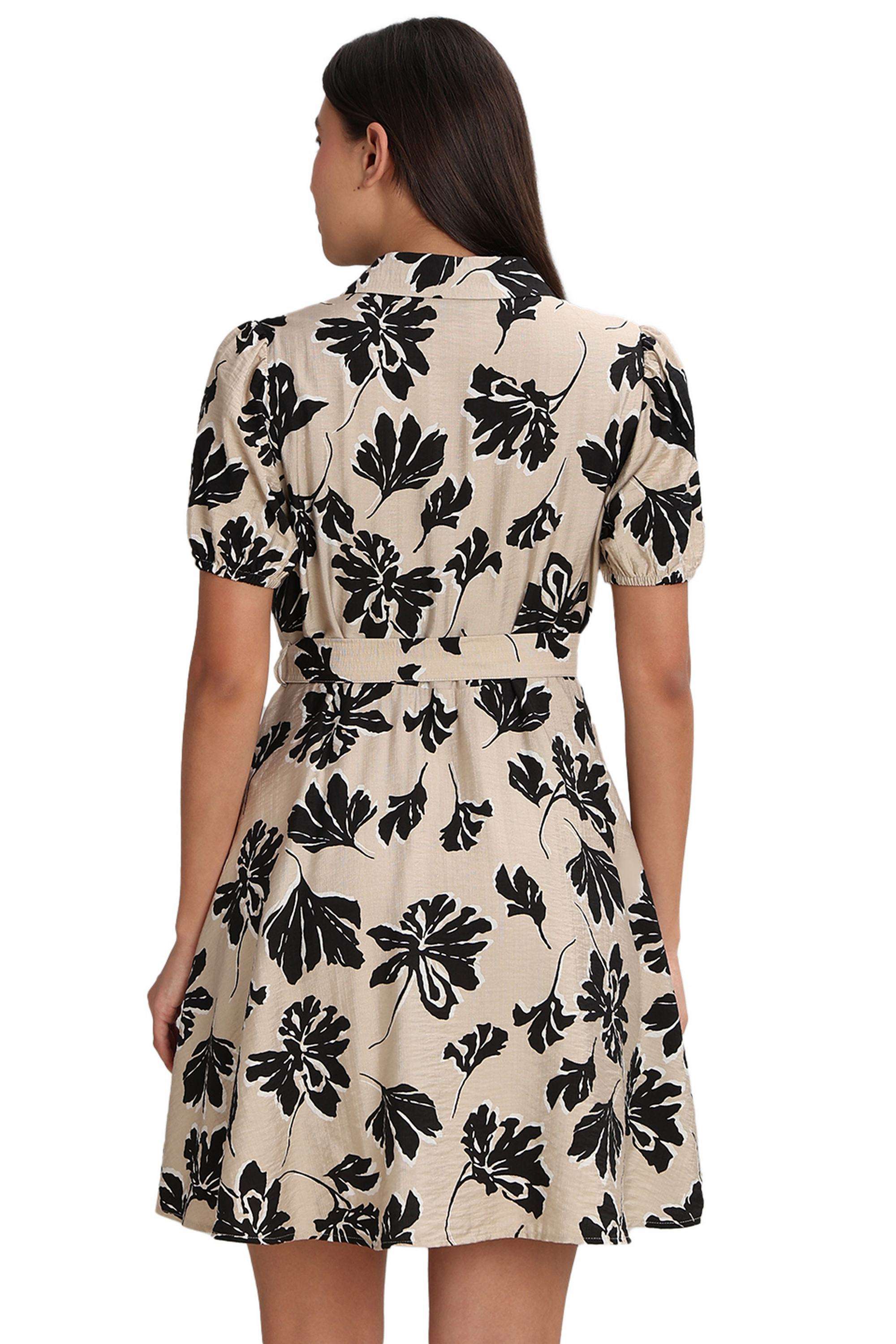 Printed-V-Neck-Viscose-Women-Dress