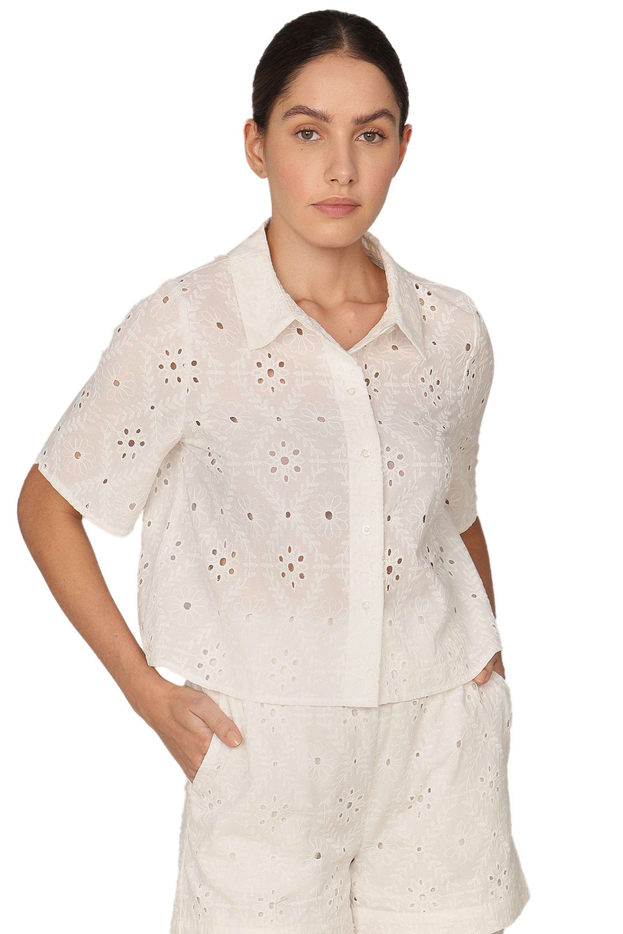Printed-Cotton-V-Neck-Women-s-Shirt