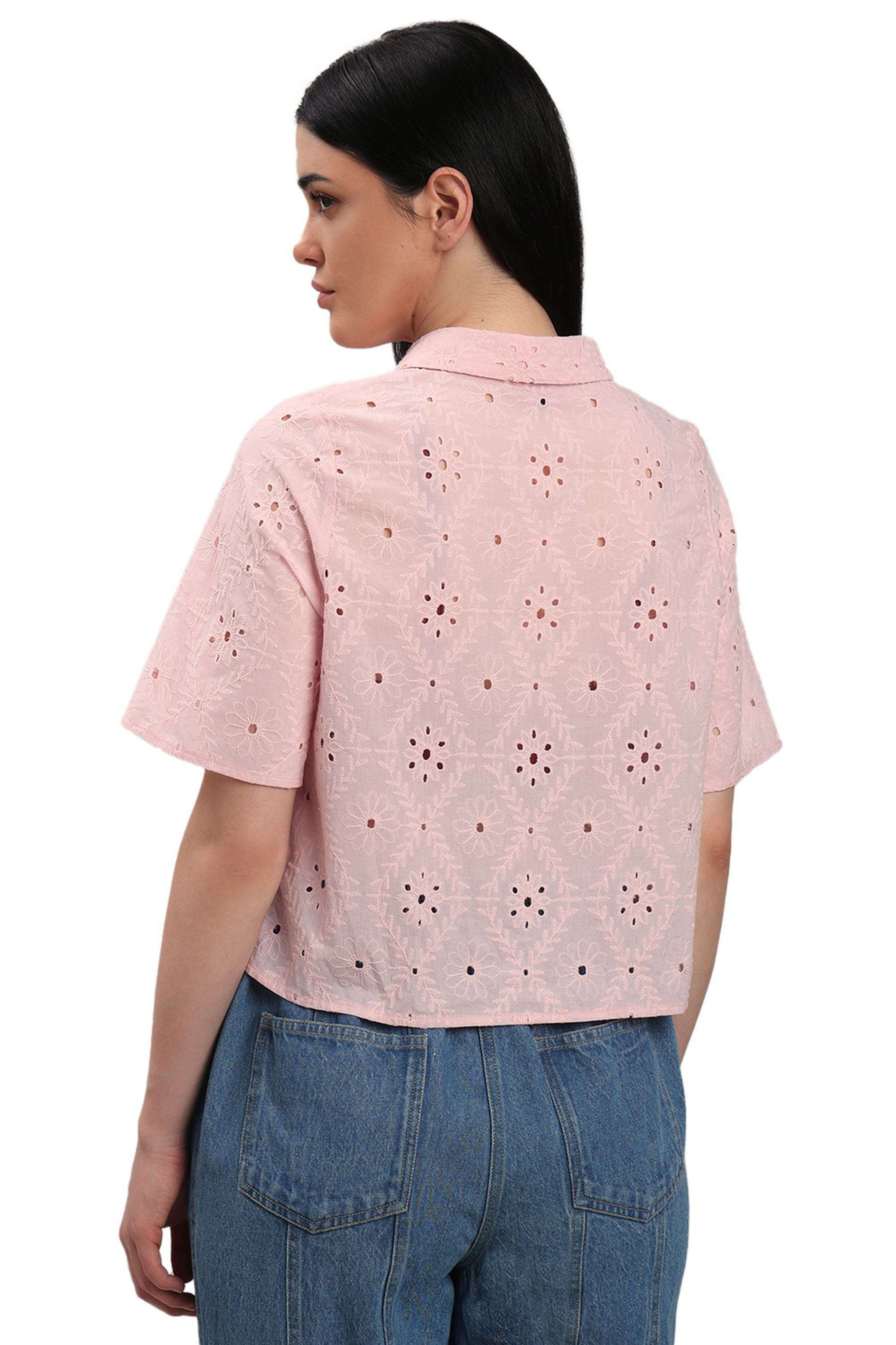 Solid-Cotton-V-Neck-Women-s-Shirt