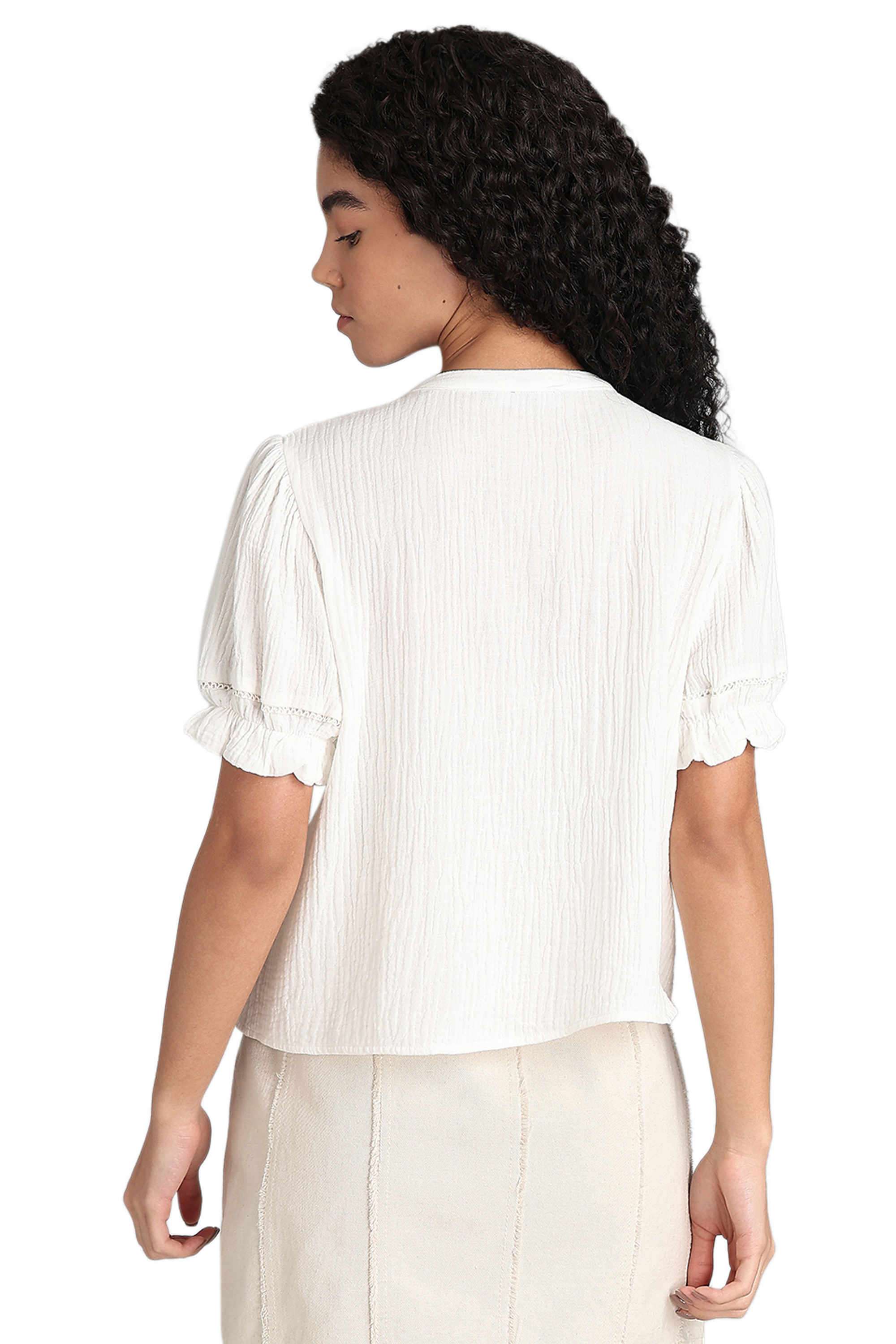 Solid-Cotton-V-Neck-Women-s-Top