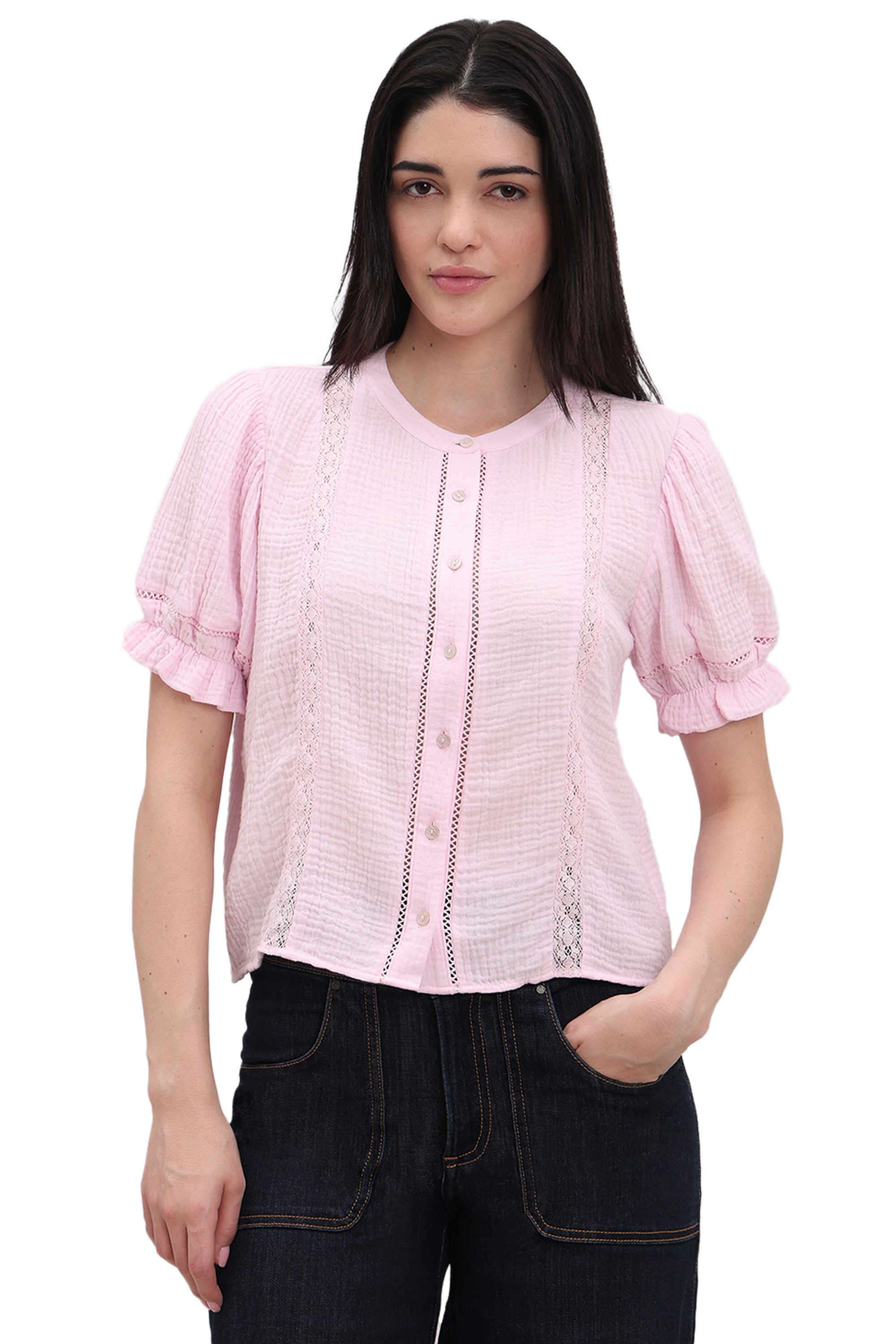 Solid-Cotton-V-Neck-Women-s-Top