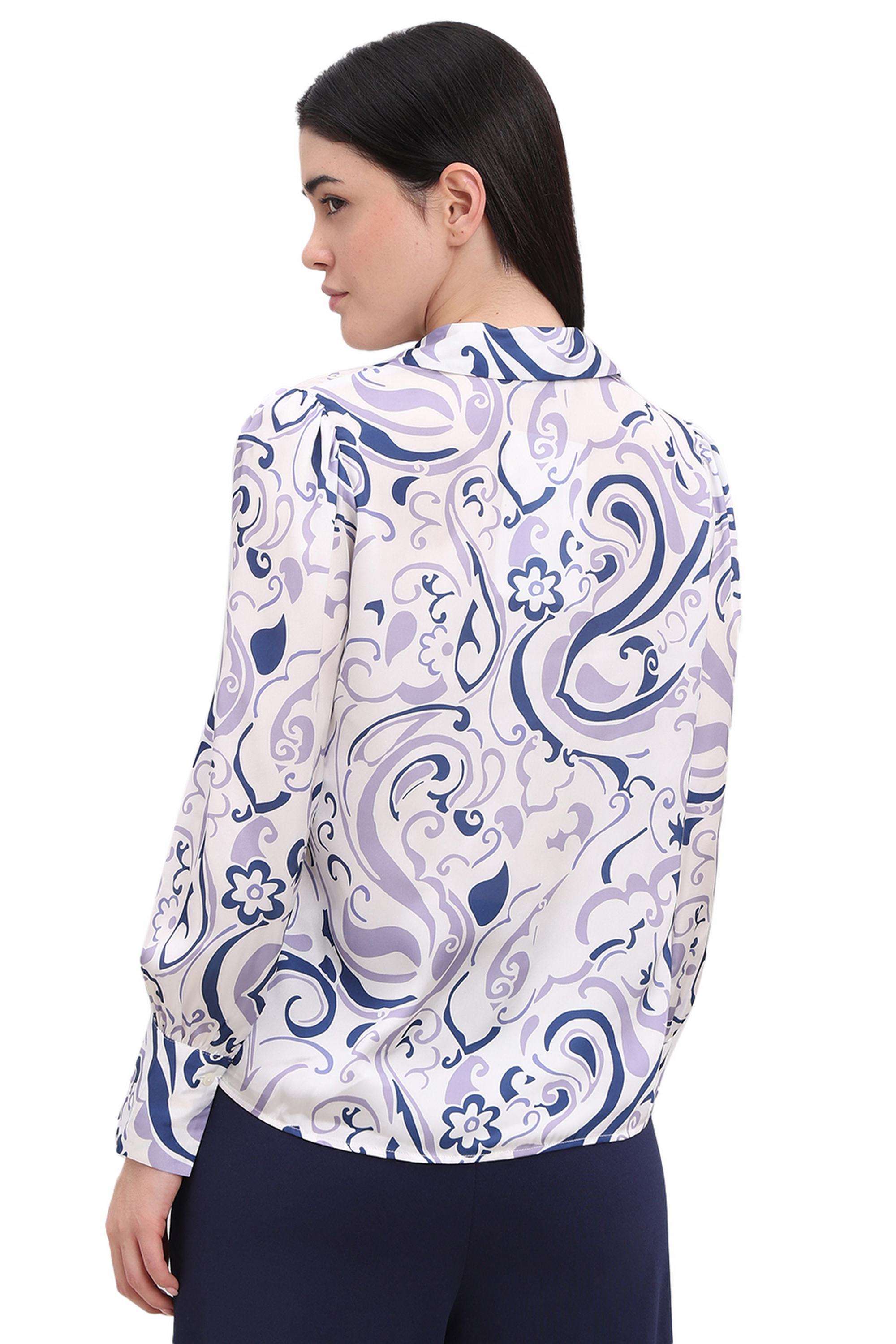 Printed-Polyester-V-Neck-Women-s-Shirt