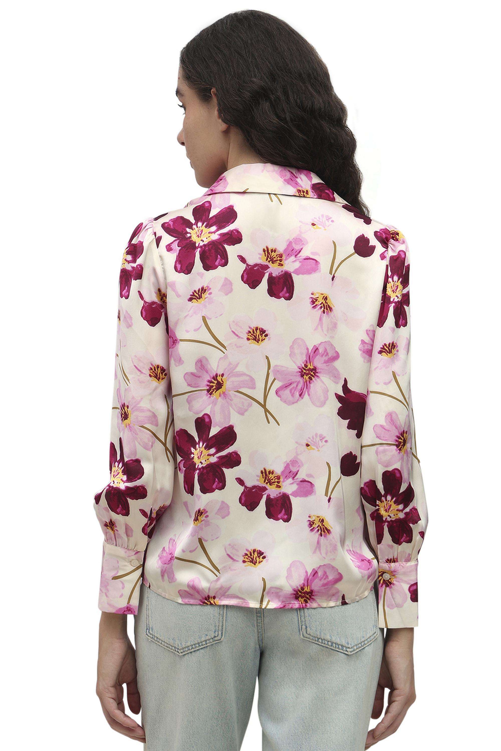 Printed-Polyester-V-Neck-Women-s-Shirt