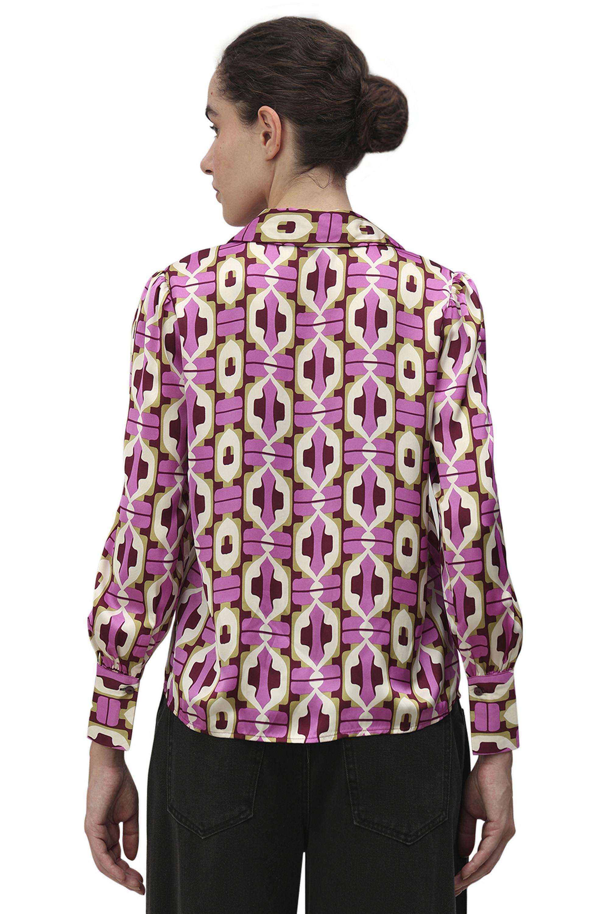 Printed-Polyester-V-Neck-Women-s-Shirt