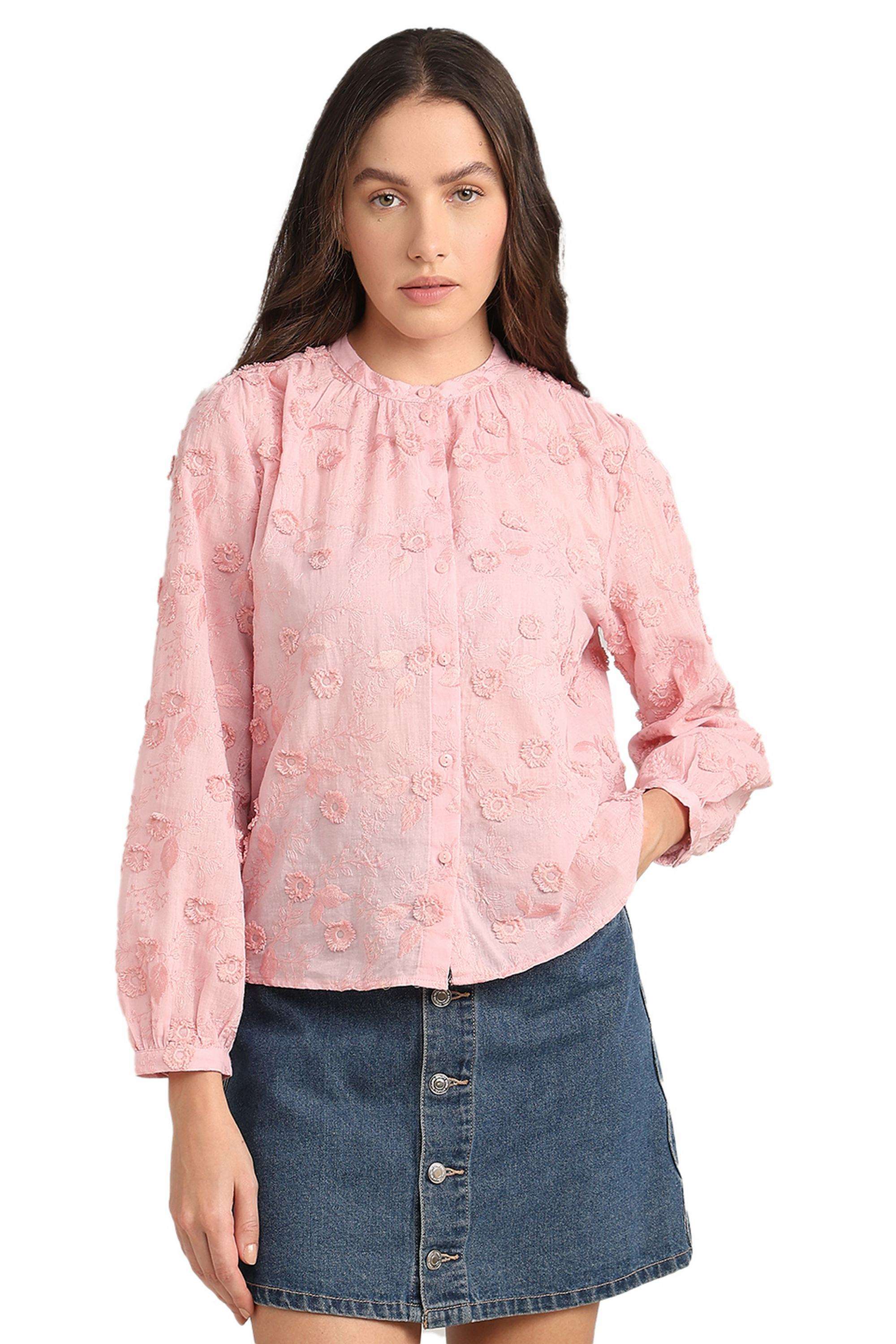 Self-Design-Cotton-V-Neck-Women-s-Shirt