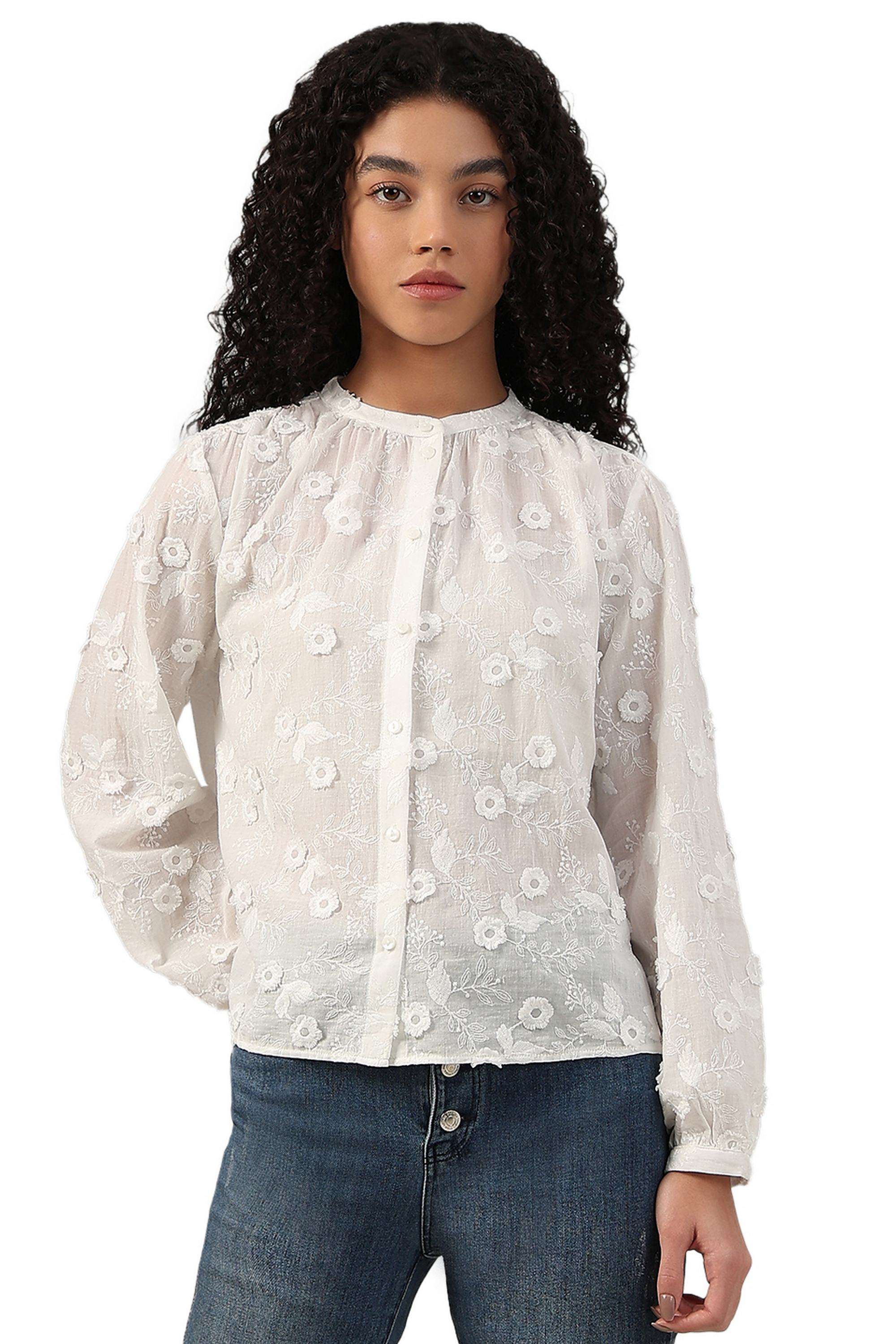 Self-Design-Cotton-V-Neck-Women-s-Shirt