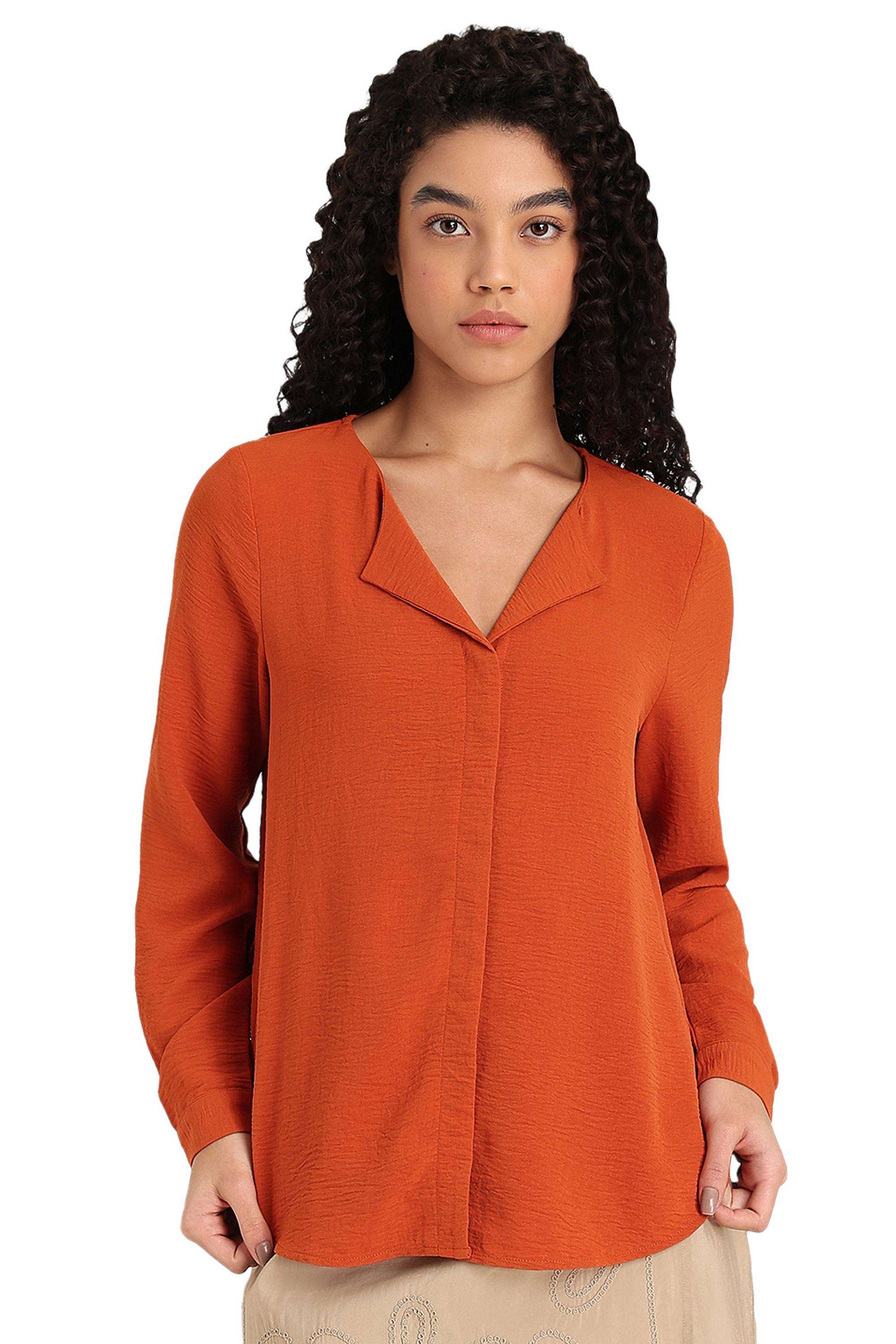 Solid-Blended-Fabric-Women-s-Casual-Wear-Shirt