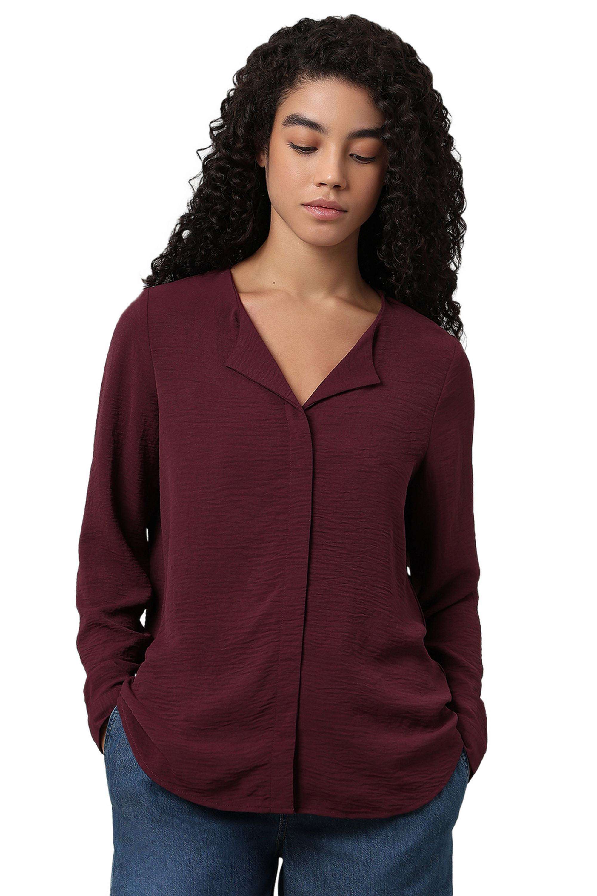 Solid-Blended-Fabric-Women-s-Casual-Wear-Shirt