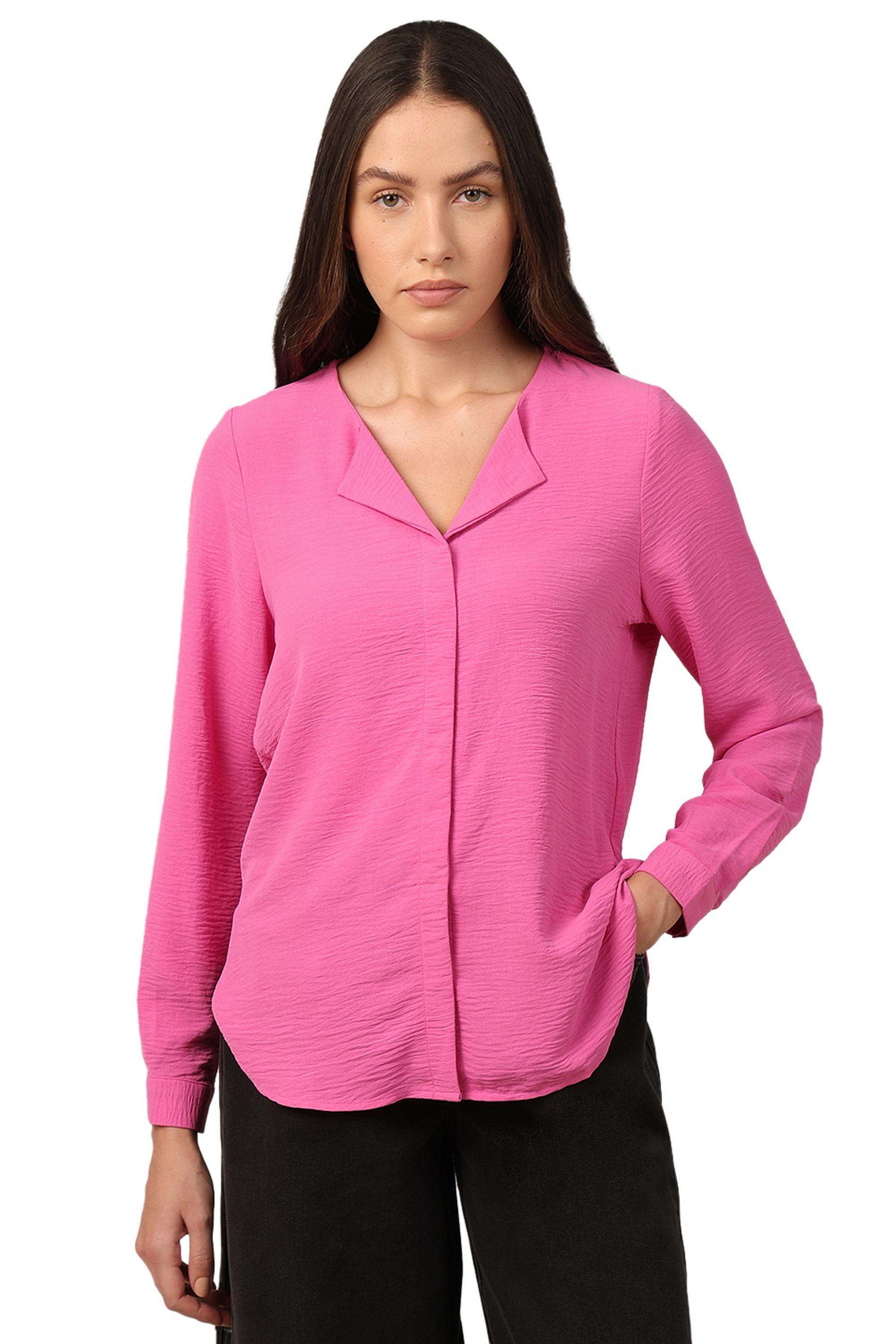 Solid-Blended-Fabric-Women-s-Casual-Wear-Shirt