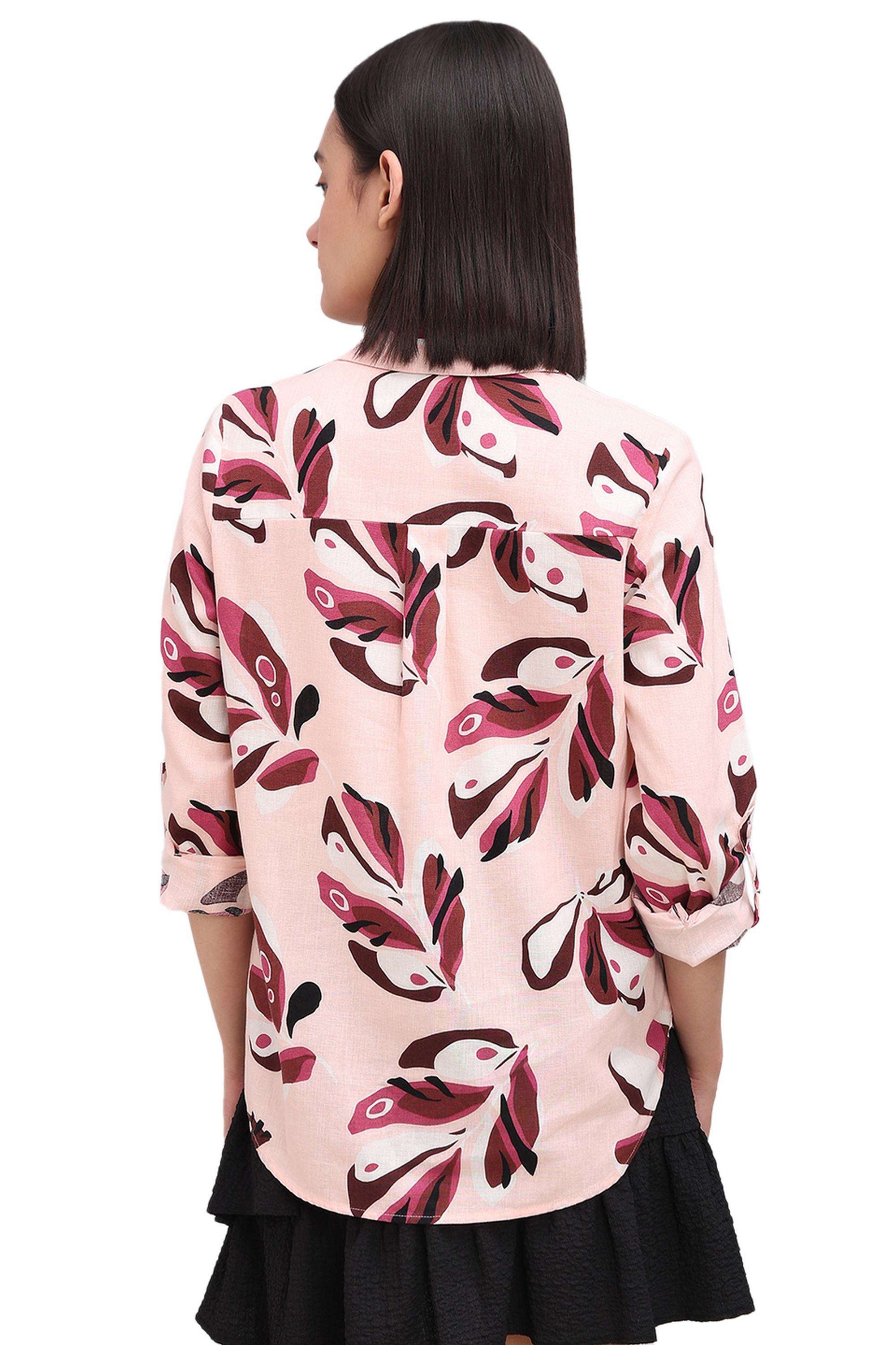 Printed-Linen-V-Neck-Women-s-Shirt
