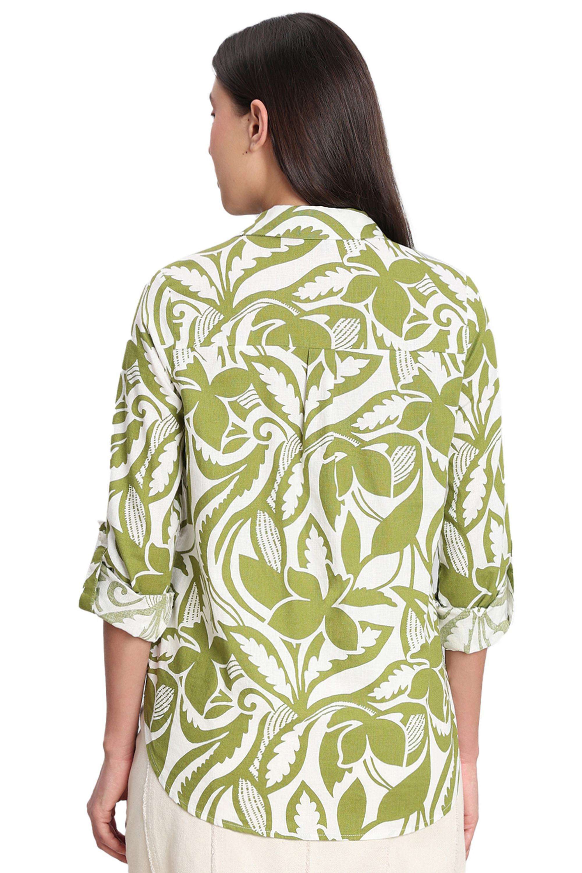 Printed-Linen-V-Neck-Women-s-Shirt