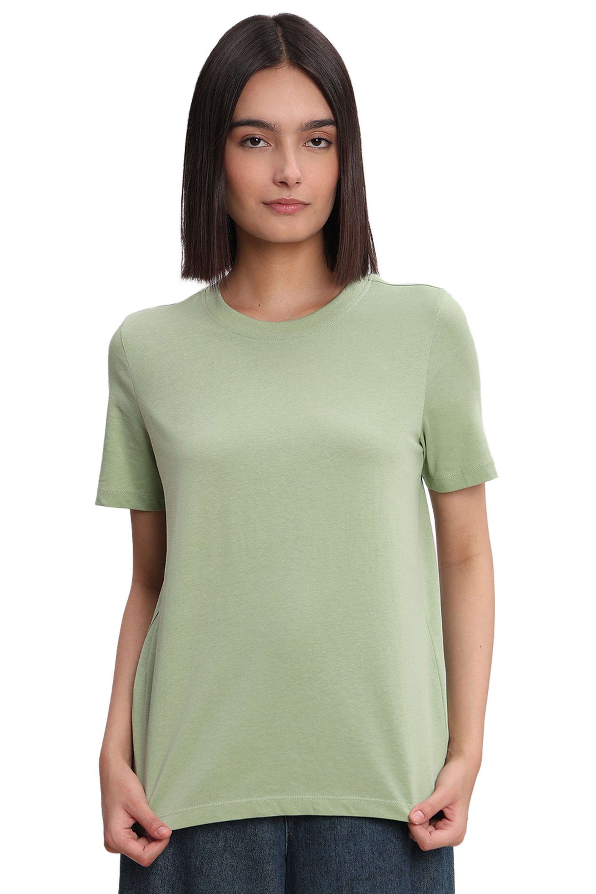 Solid-Cotton-Women-s-T-Shirt