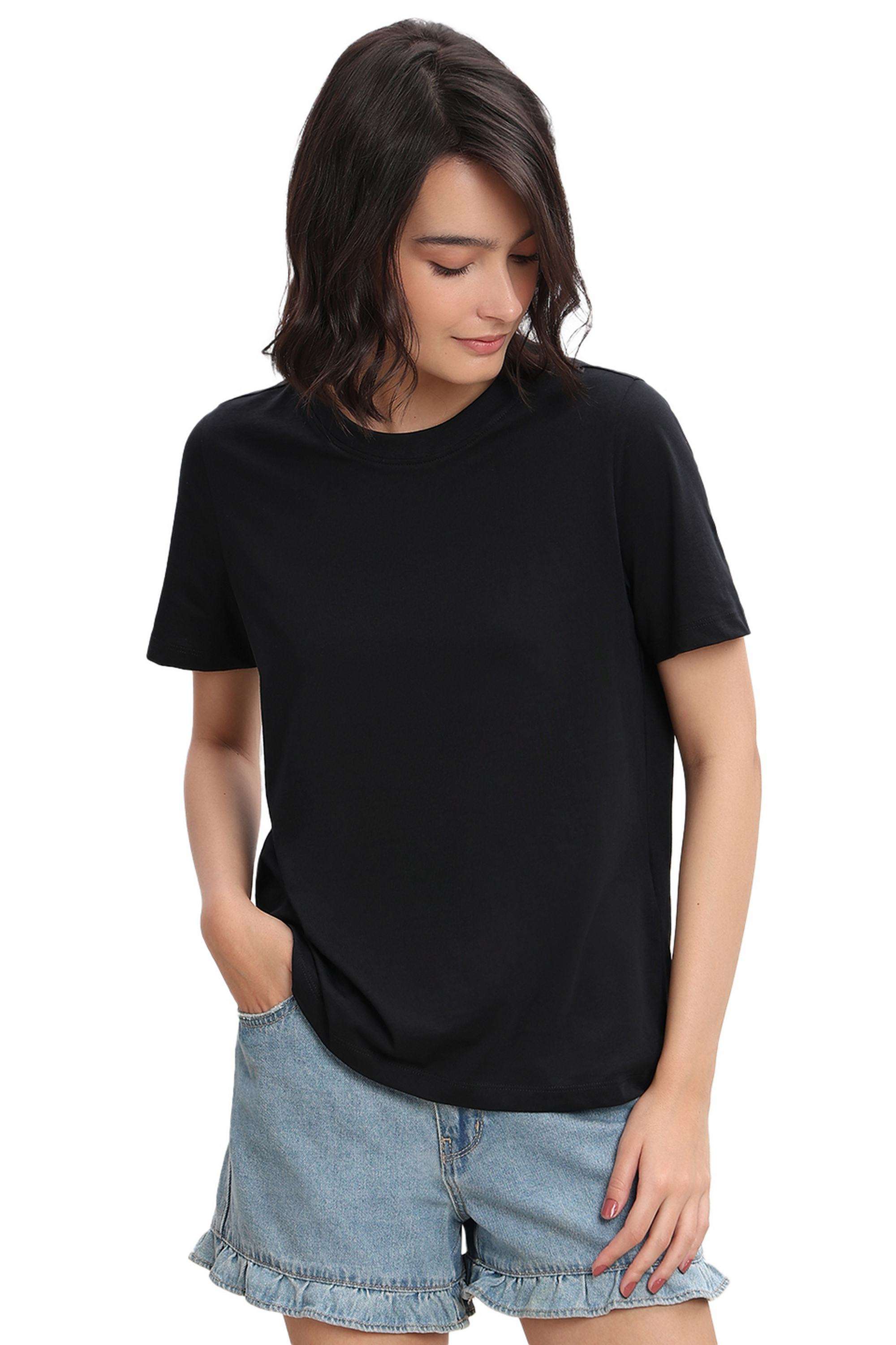 Solid-Cotton-Women-s-T-Shirt