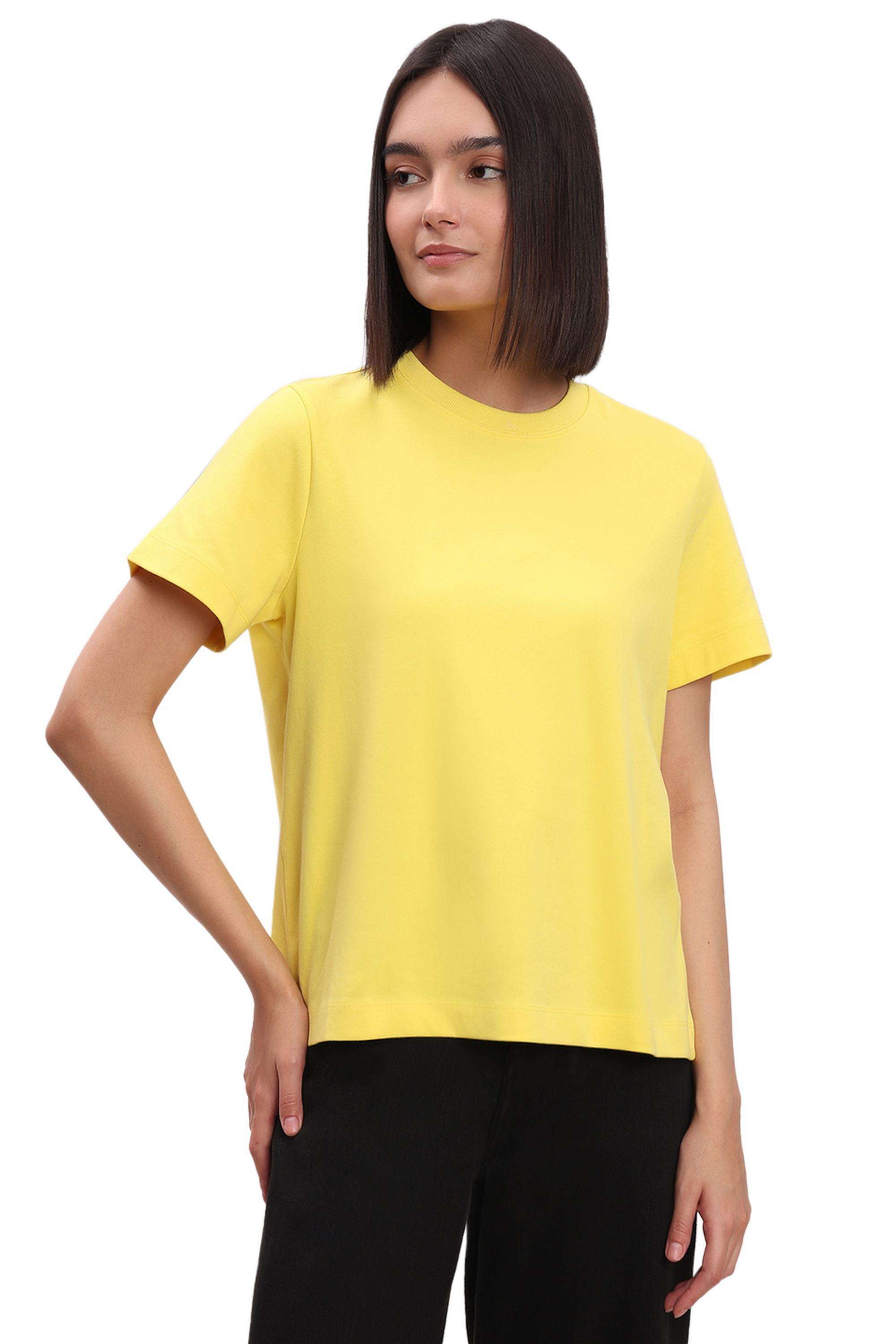 Solid-Cotton-Round-Neck-Women-s-T-Shirt