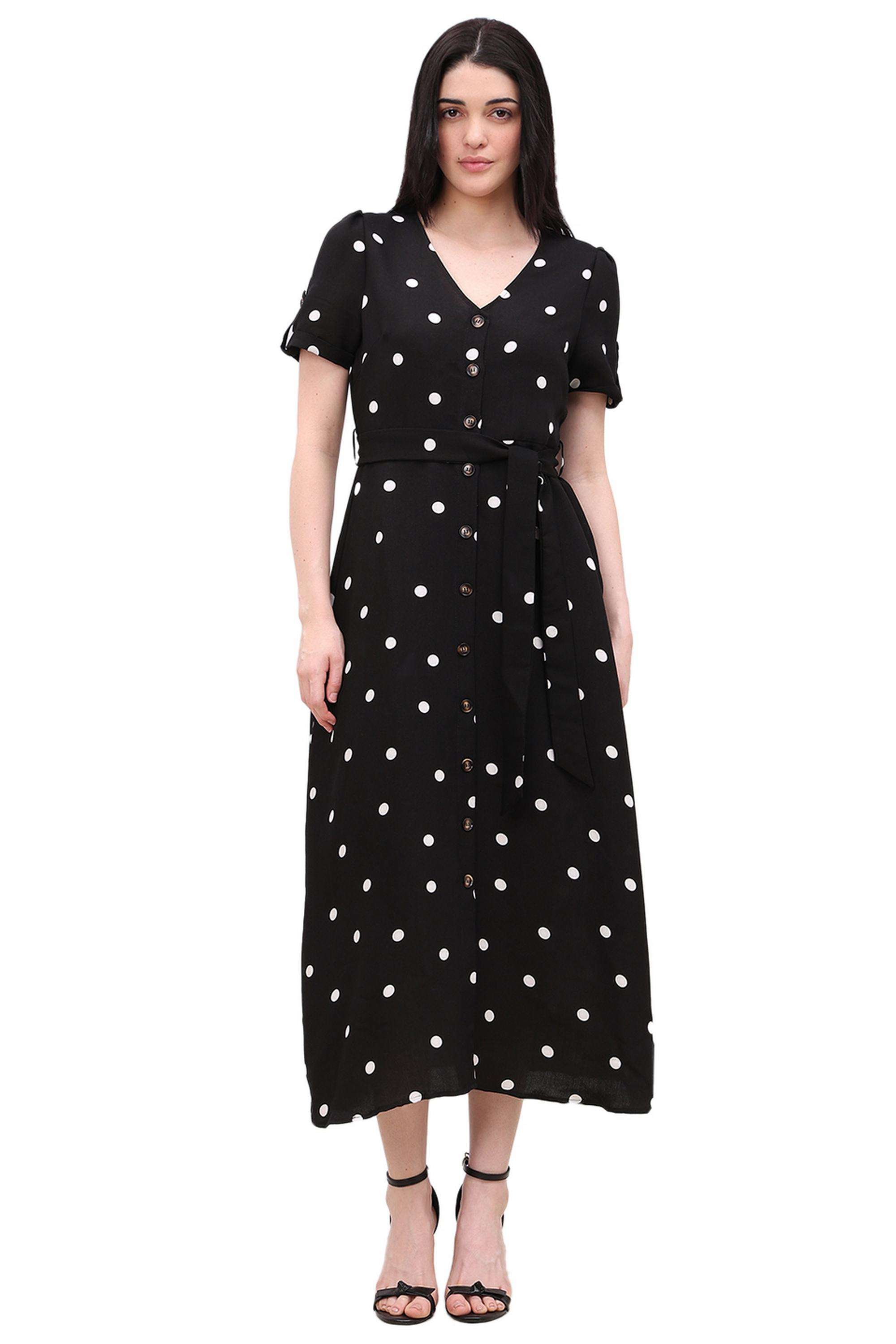 Printed-V-Neck-Viscose-Women-Dress
