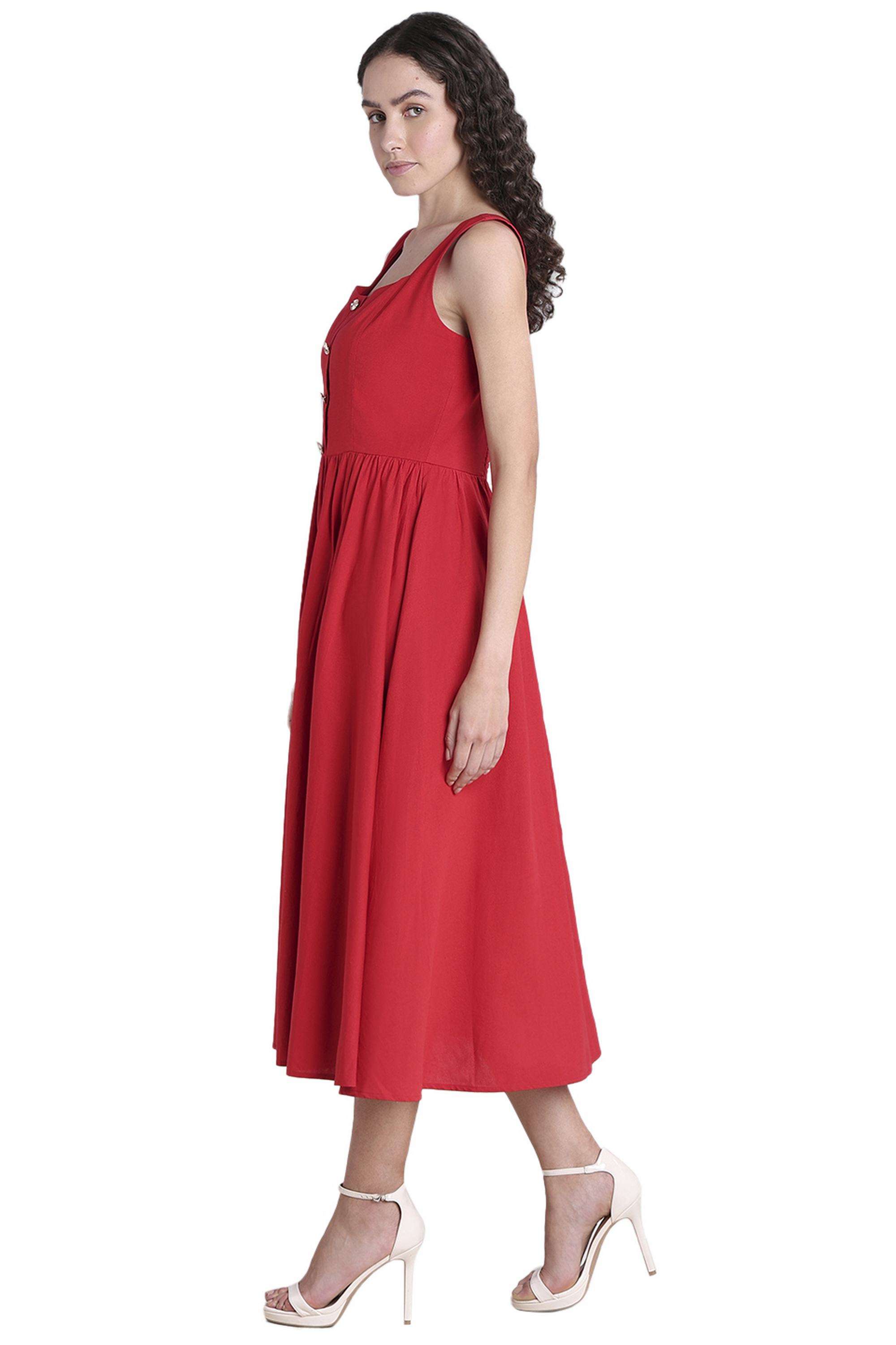 Printed-V-Neck-Cotton-Women-Dress