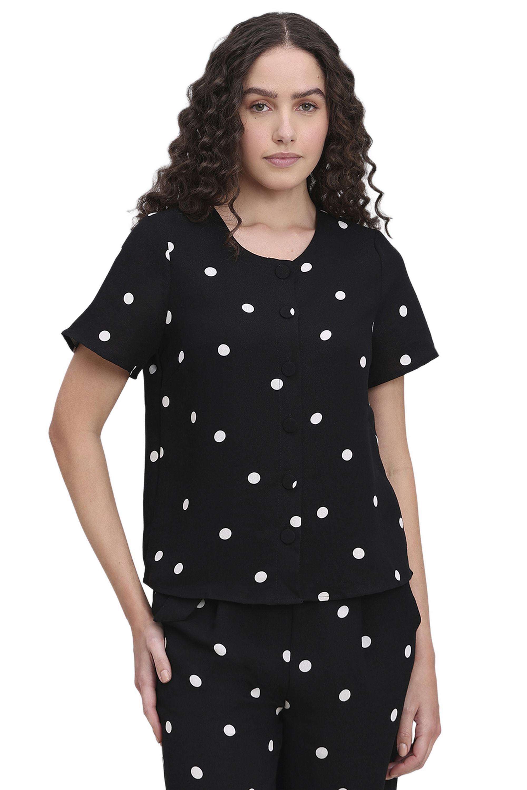 Printed-Viscose-V-Neck-Women-s-Shirt