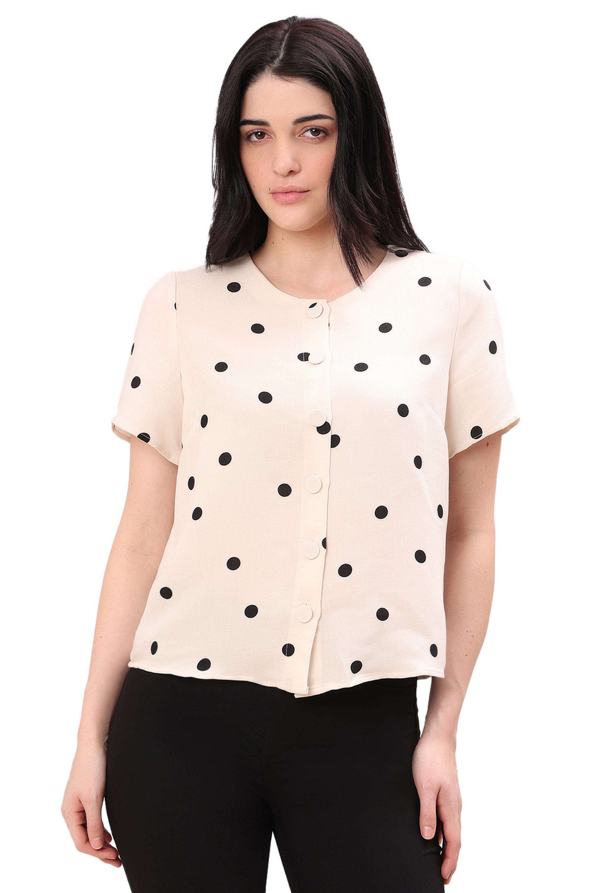 Printed-Viscose-V-Neck-Women-s-Shirt