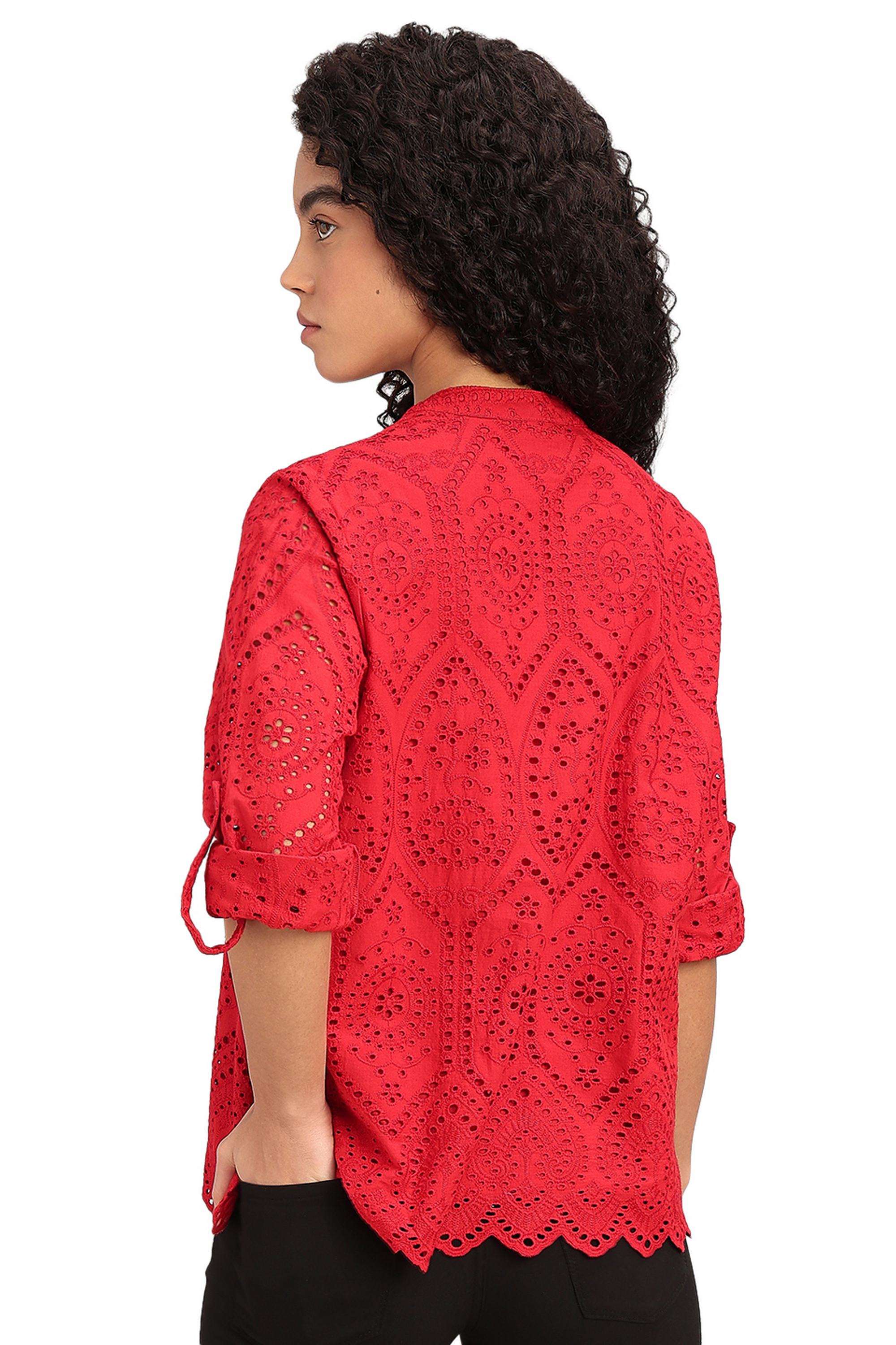 Printed-Cotton-V-Neck-Women-s-Shirt