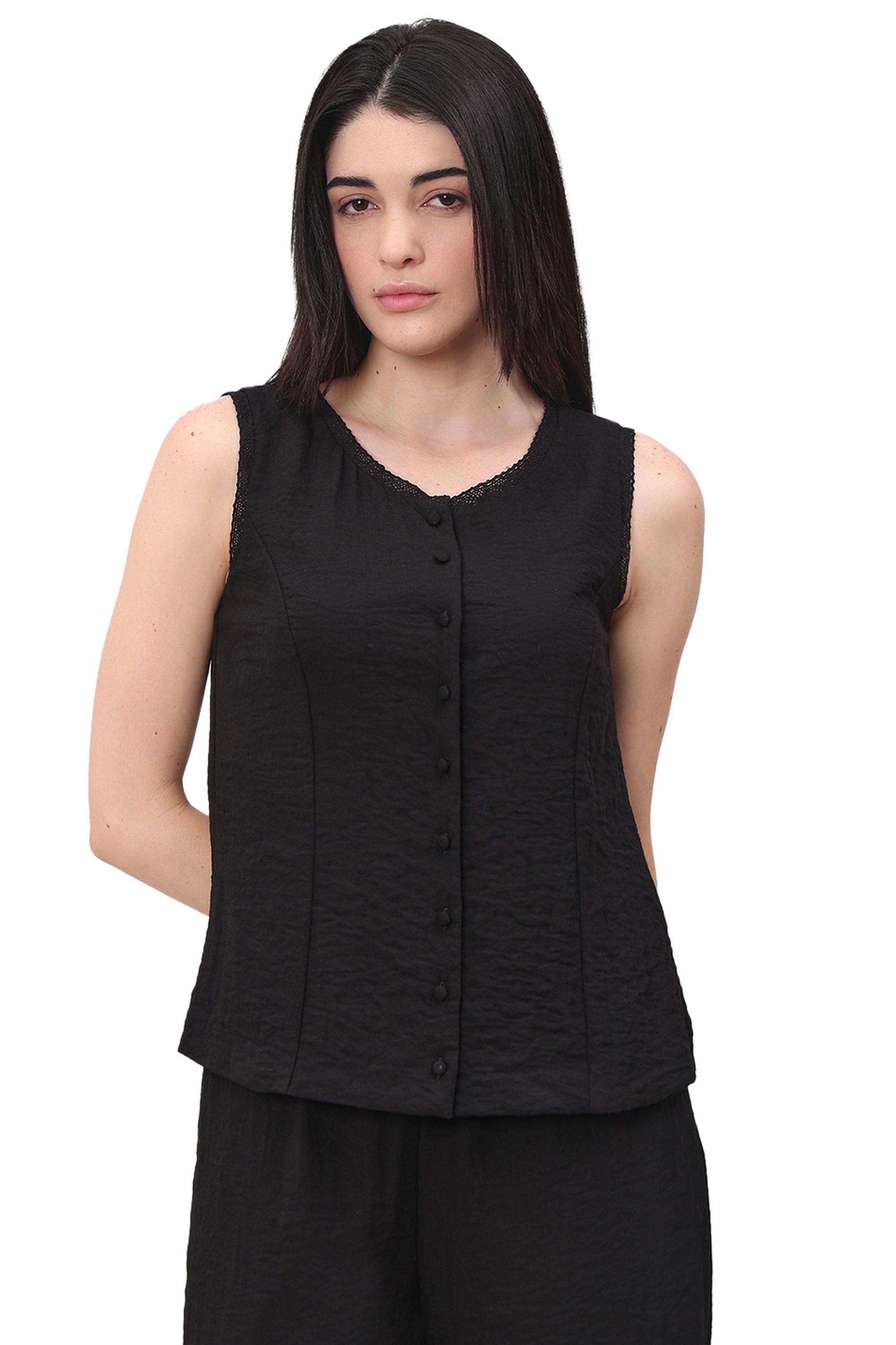 Solid-Viscose-Round-Neck-Women-s-Top