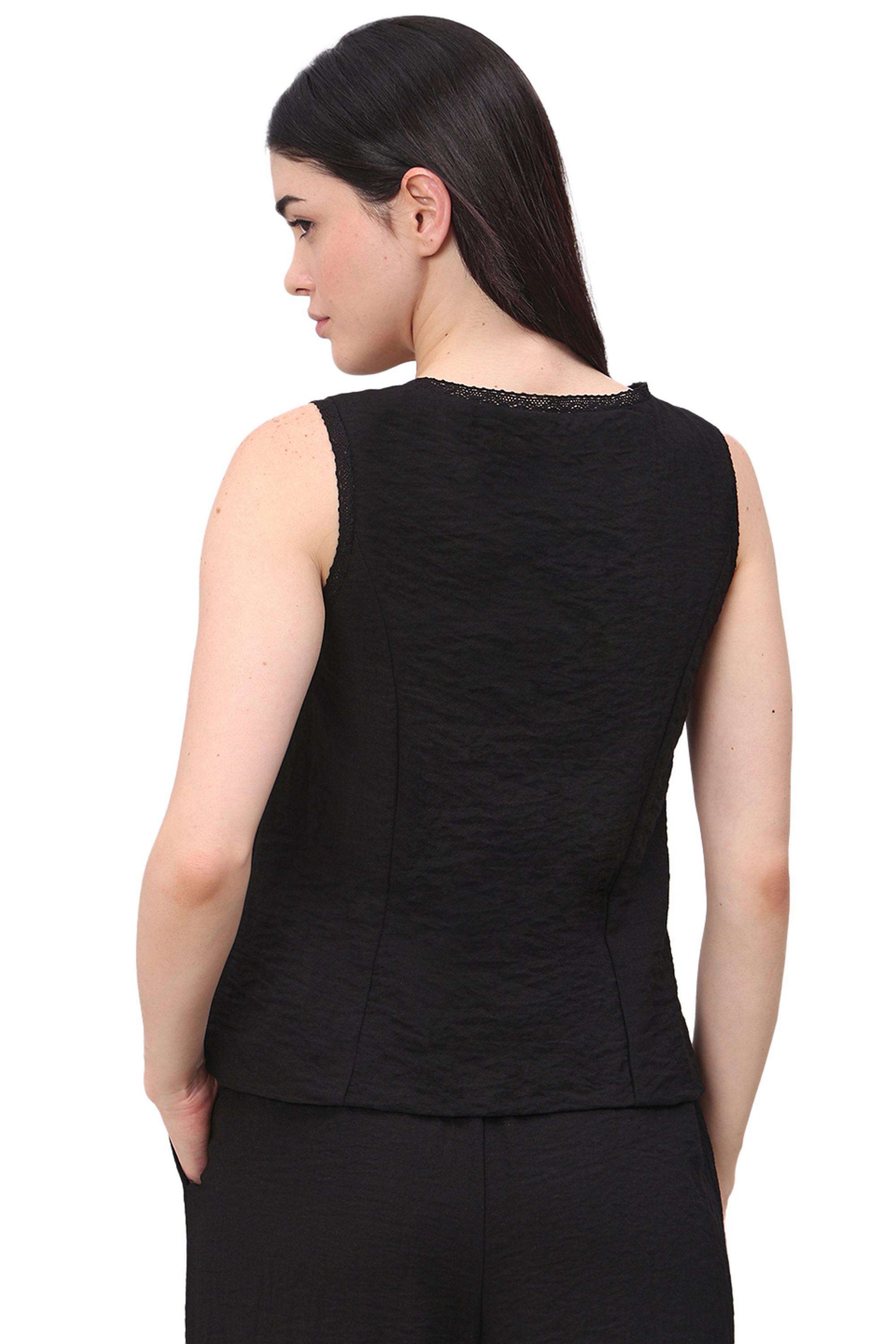 Solid-Viscose-Round-Neck-Women-s-Top