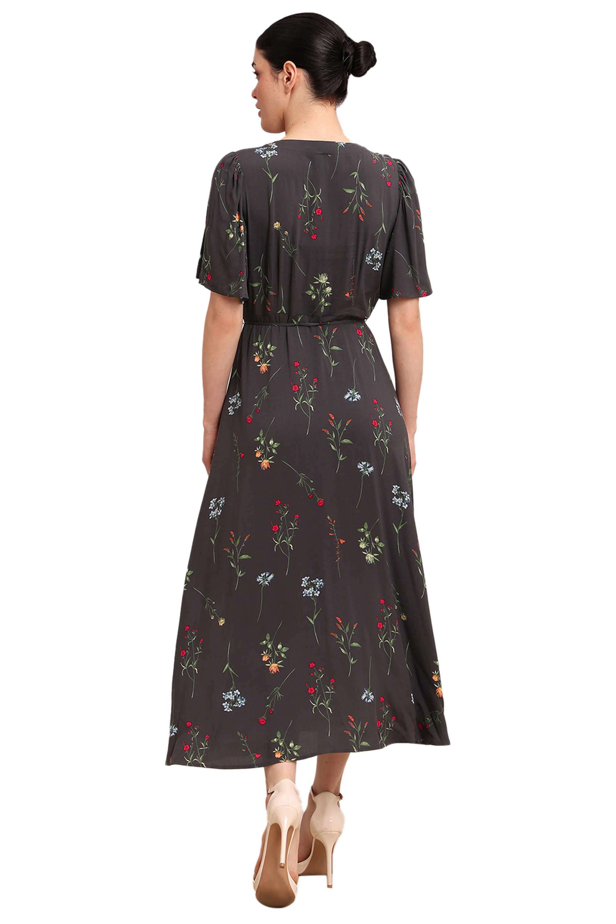 Printed-Viscose-V-Neck-Women-s-Dress