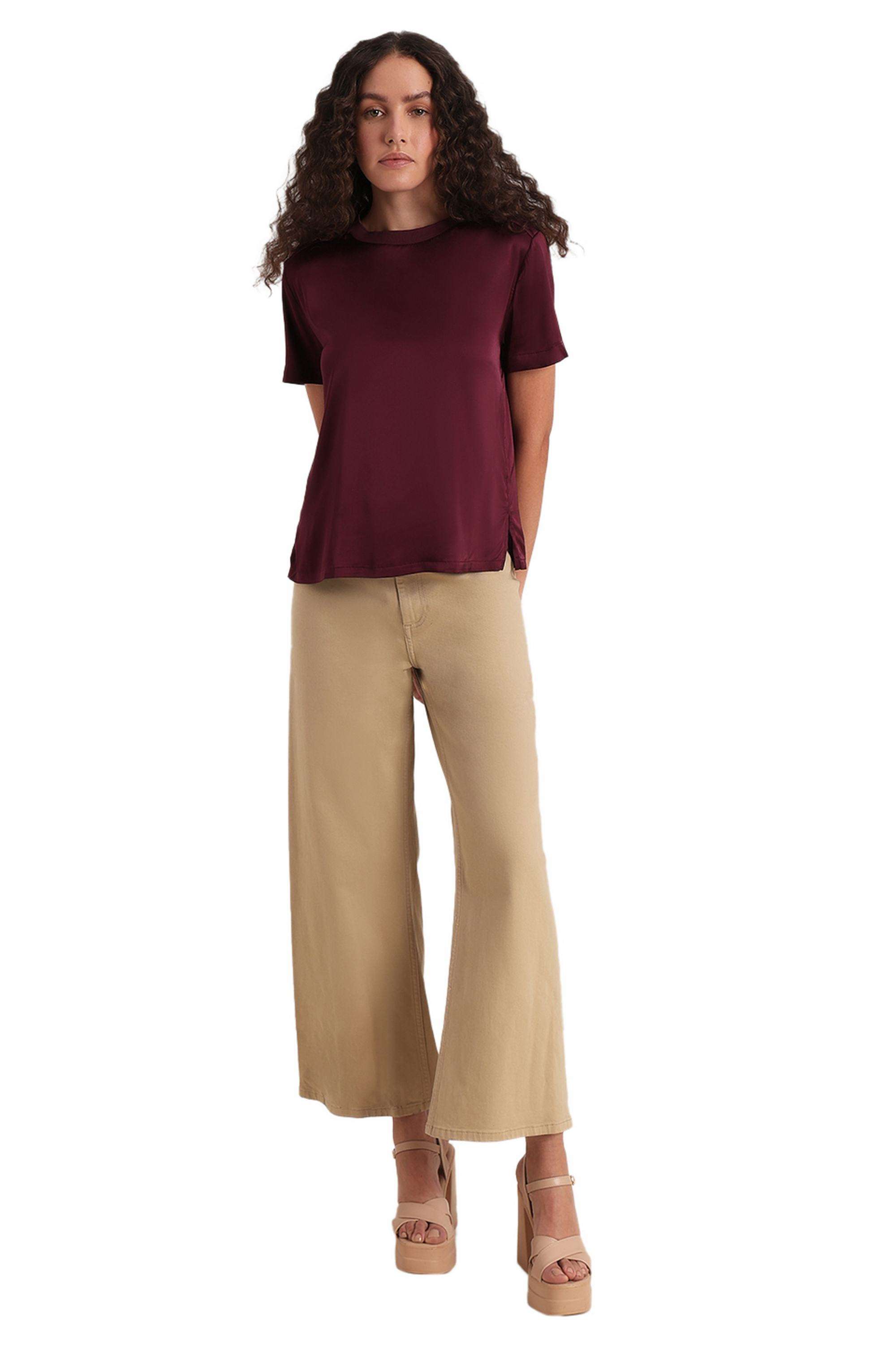 Solid-Cotton-Round-Neck-Women-s-Top